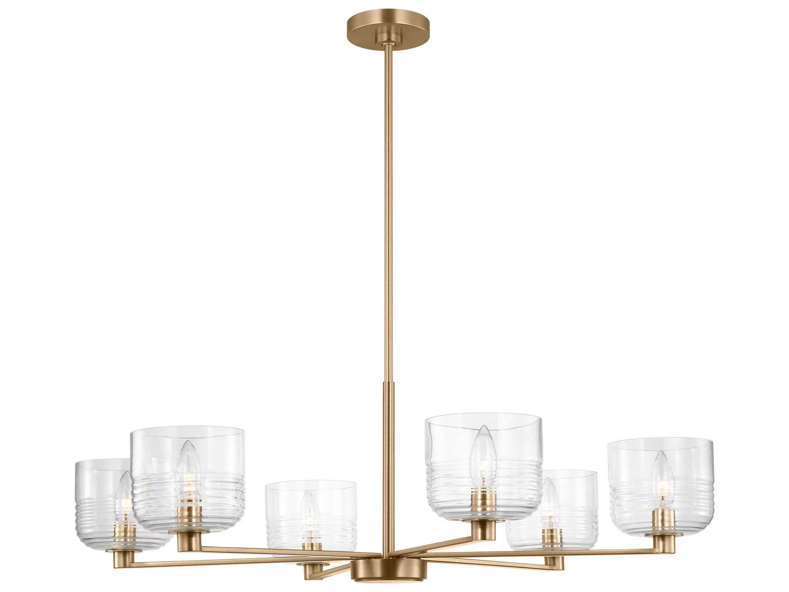Visual Comfort Studio Lochdale 6-Light Satin Brass Candelabra Chandelier