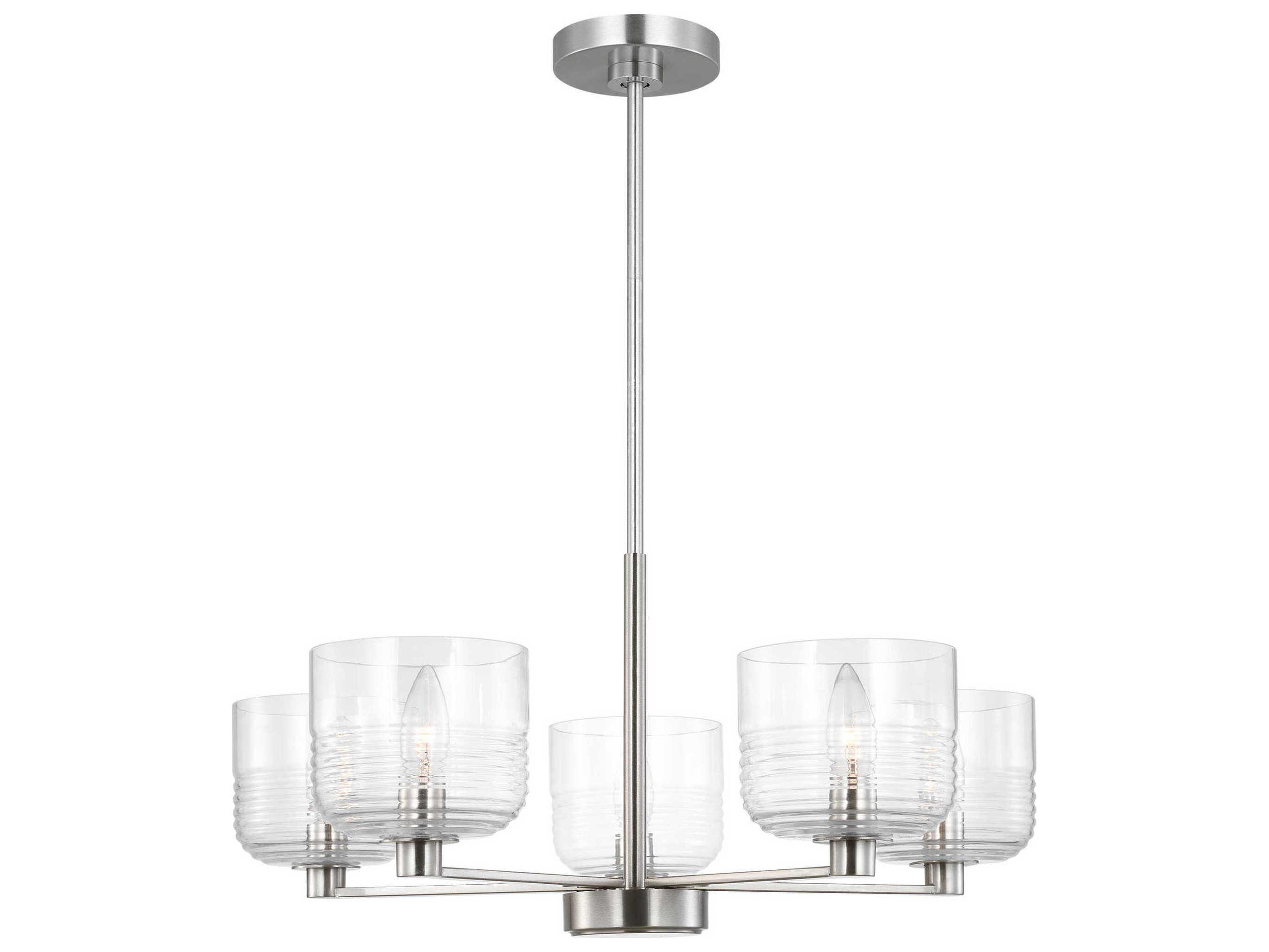 Visual Comfort Studio Lochdale 5-Light Brushed Nickel Candelabra Chandelier