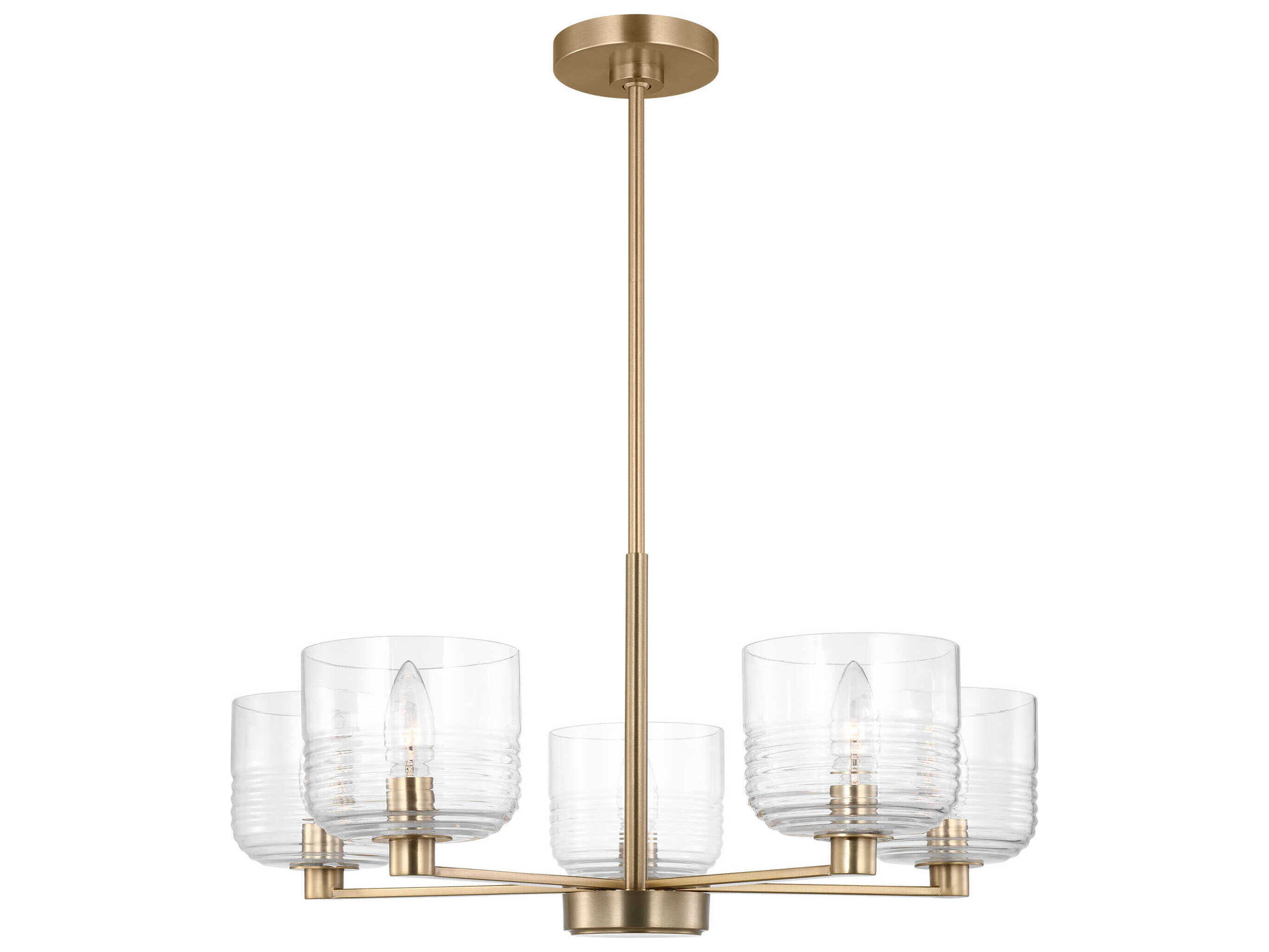 Visual Comfort Studio Lochdale 5-Light Satin Brass Candelabra Chandelier