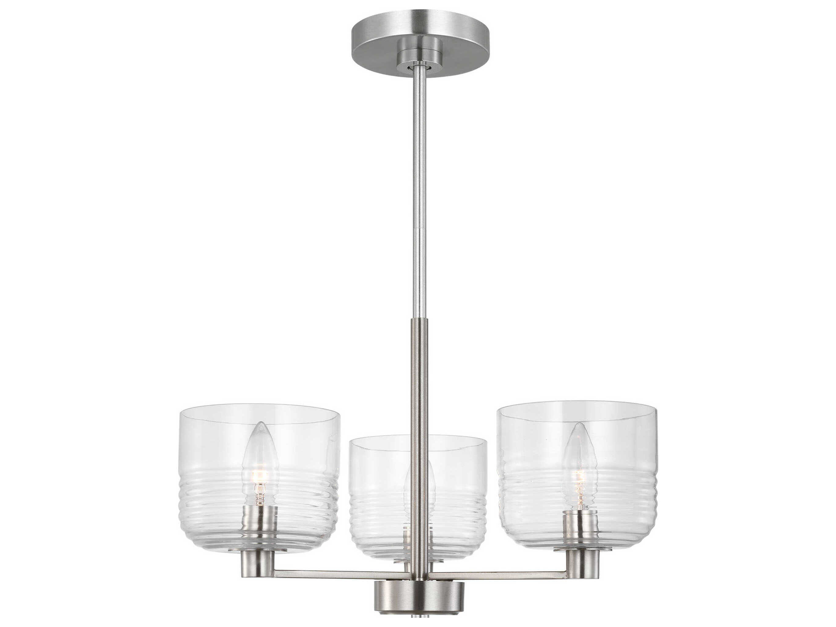 Visual Comfort Studio Lochdale 3-Light Brushed Nickel Candelabra Chandelier