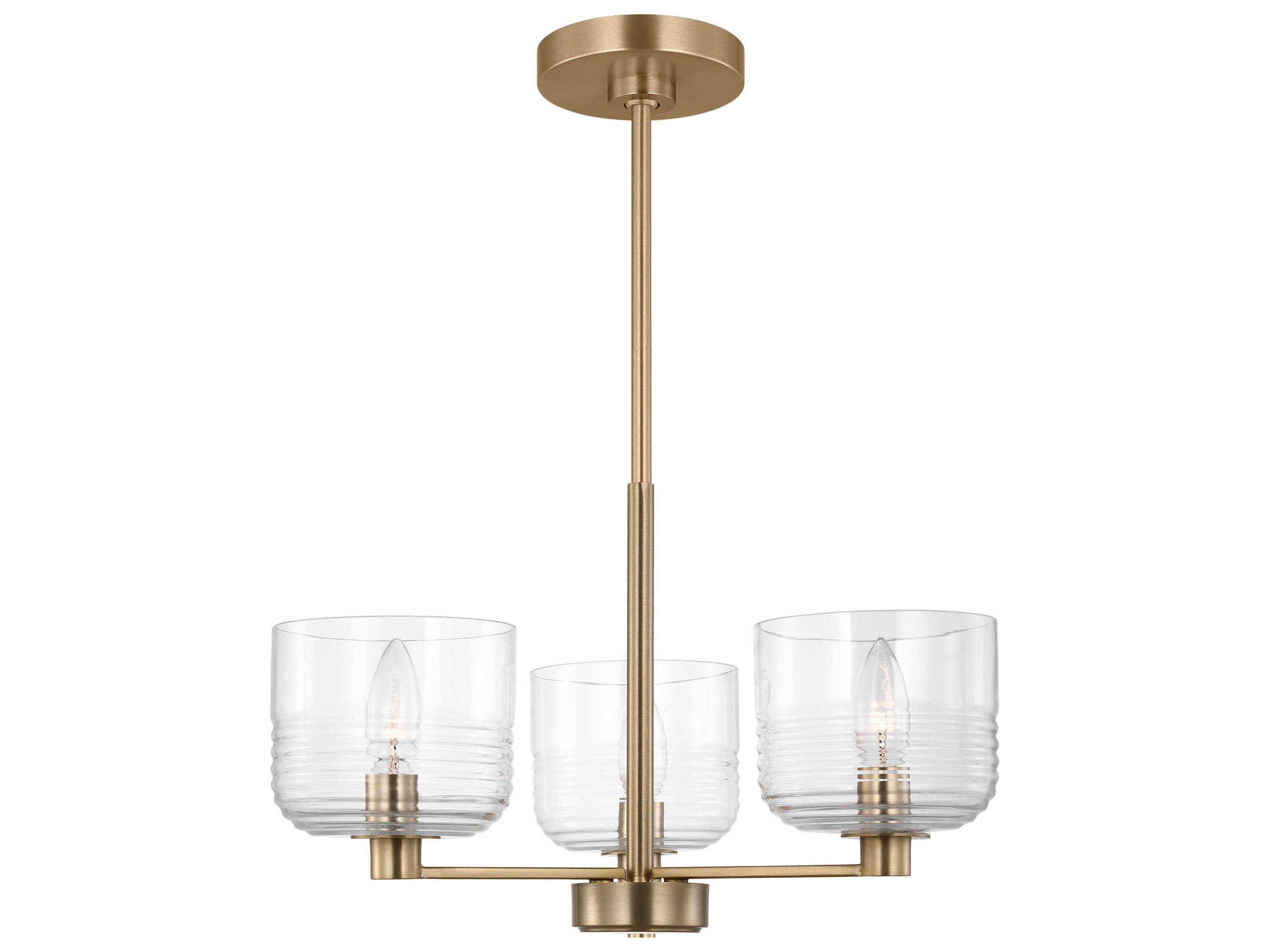 Visual Comfort Studio Lochdale 3-Light Satin Brass Candelabra Chandelier