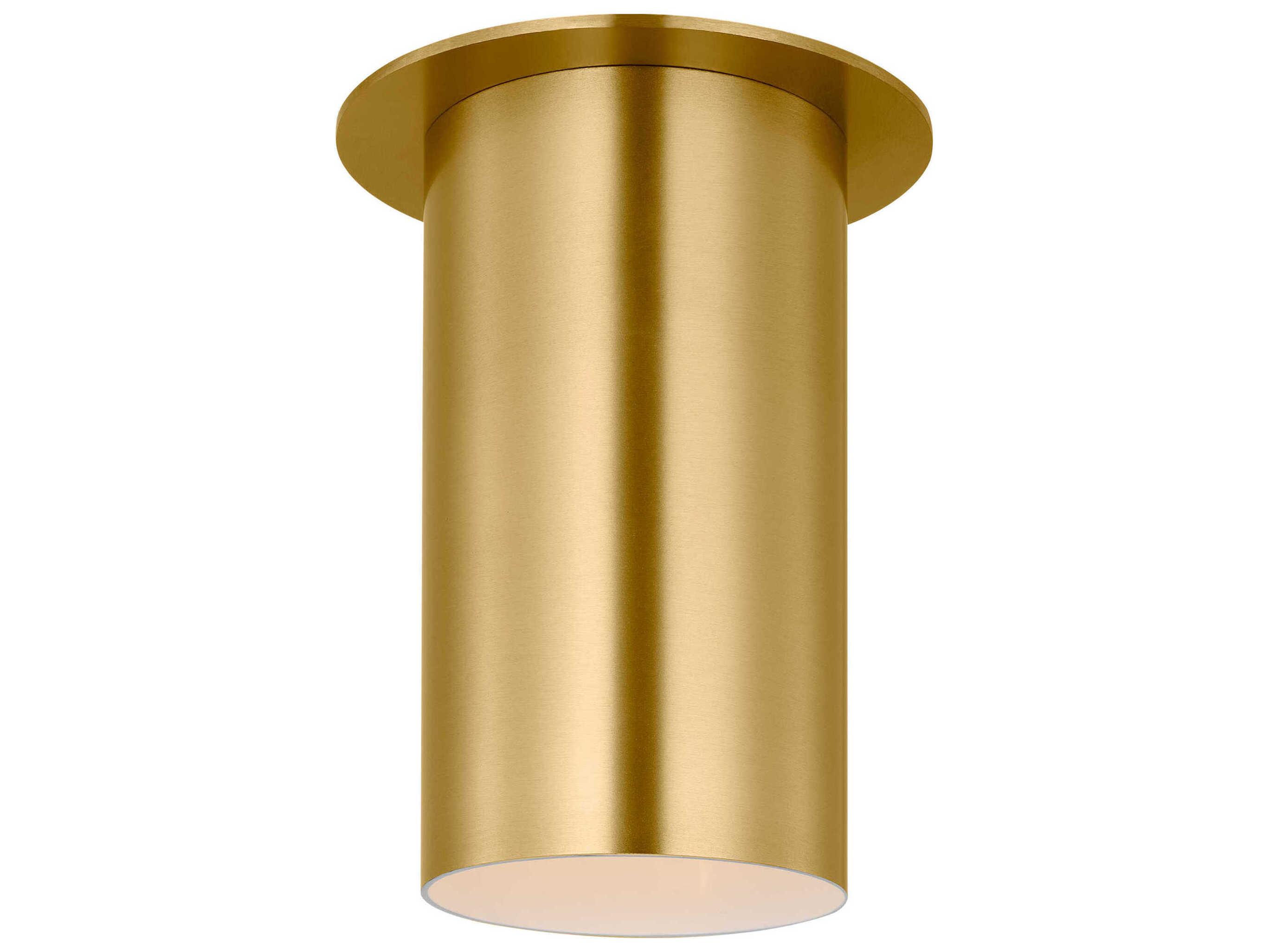 Visual Comfort Studio Archer 1-Light Satin Brass Cylinder Flush Mount