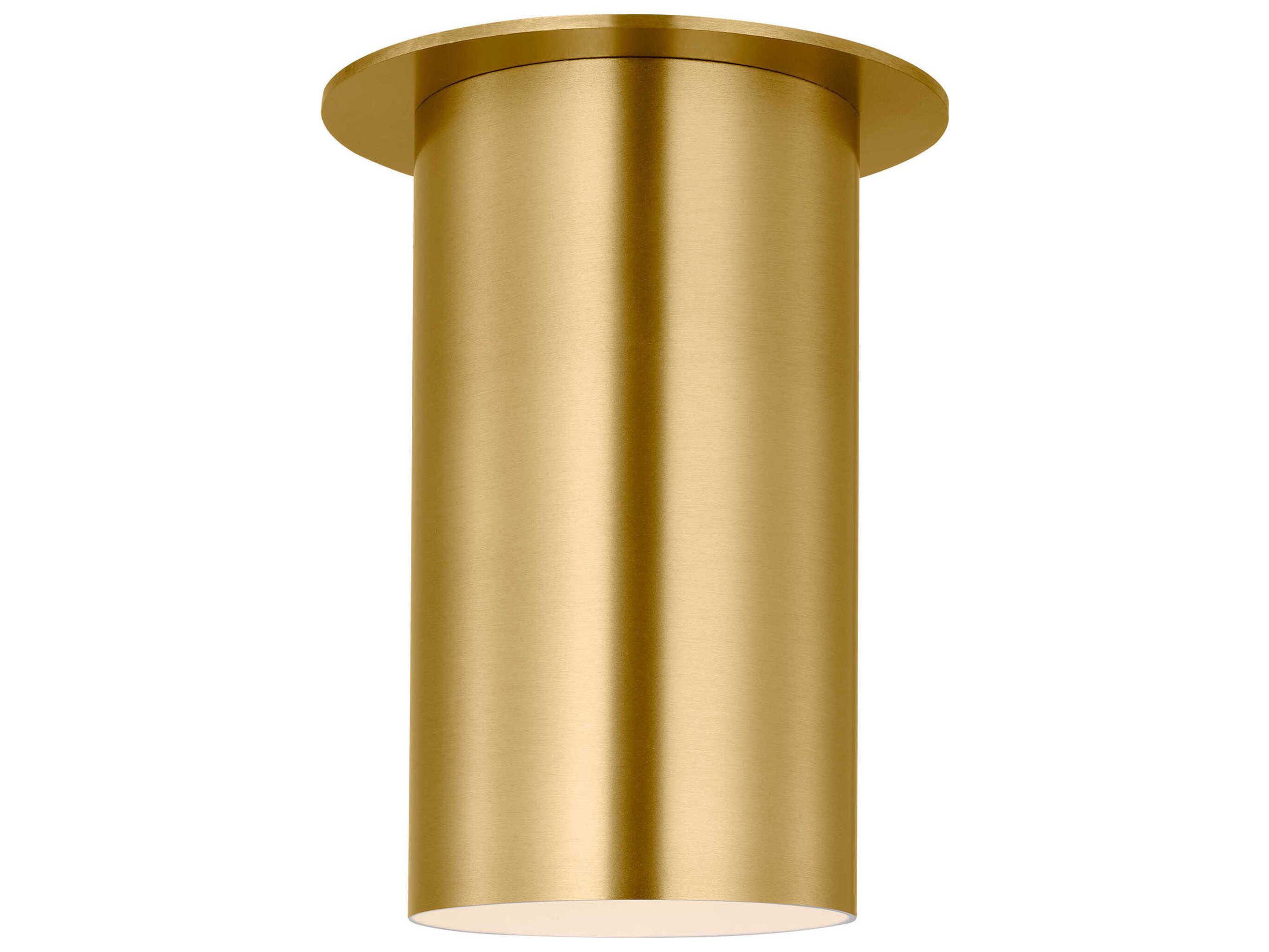 Visual Comfort Studio Archer 1-Light Satin Brass Cylinder Flush Mount