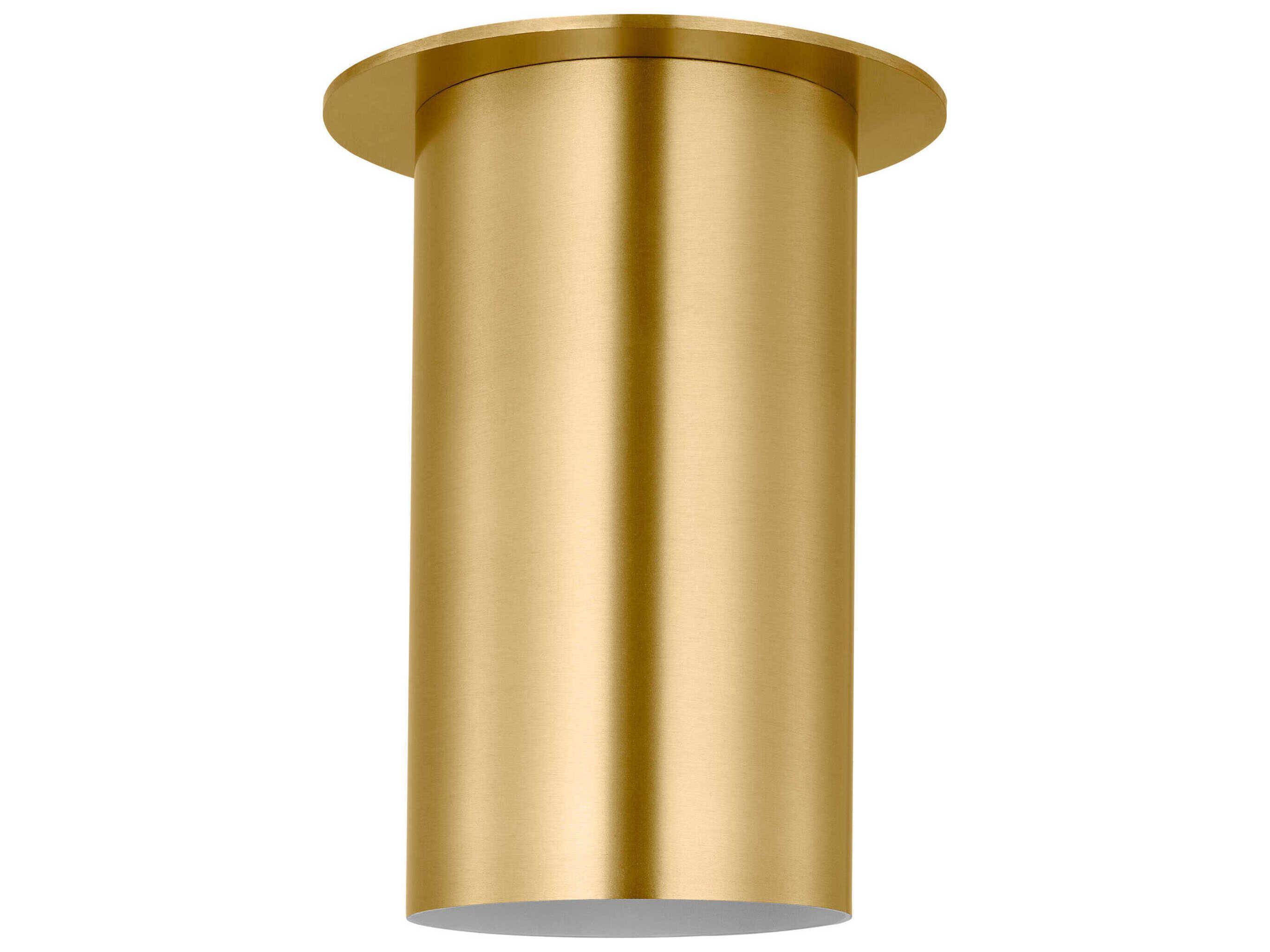 Visual Comfort Studio Archer 1-Light Satin Brass Cylinder Flush Mount