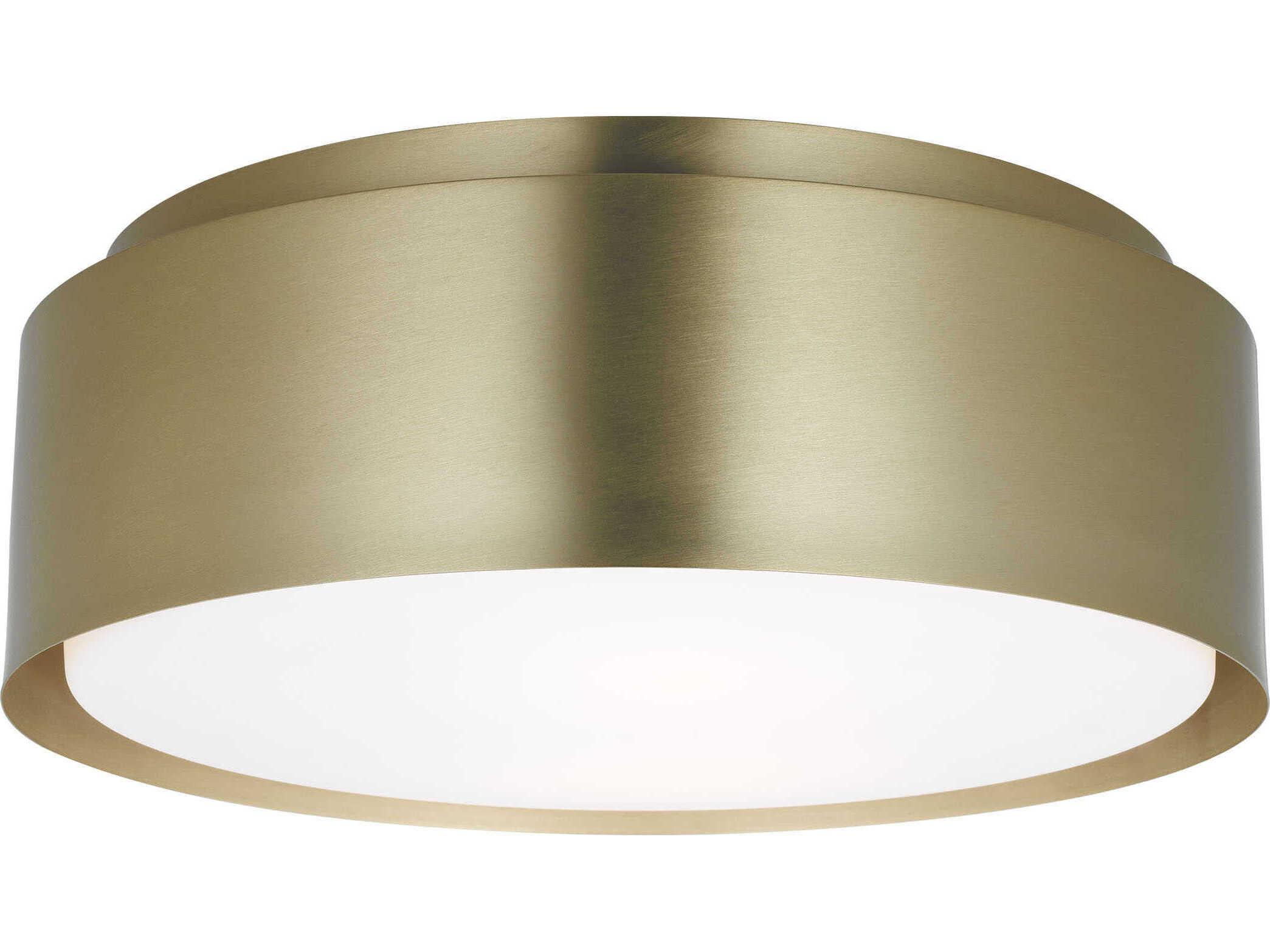 Visual Comfort Studio Dartmore 2-Light Satin Brass Drum Flush Mount