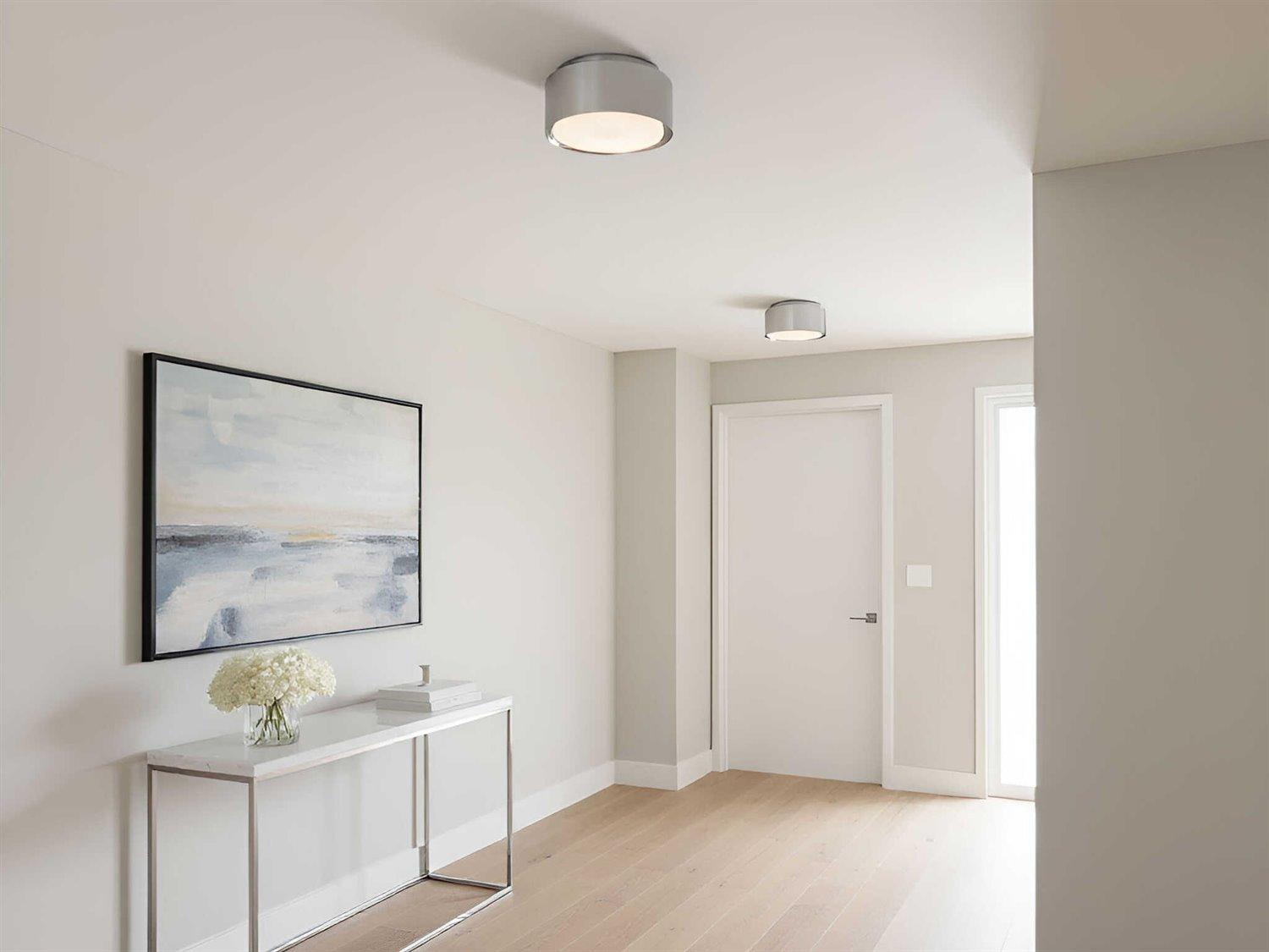 Visual Comfort Studio Dartmore 1-Light Brushed Nickel Drum Flush Mount