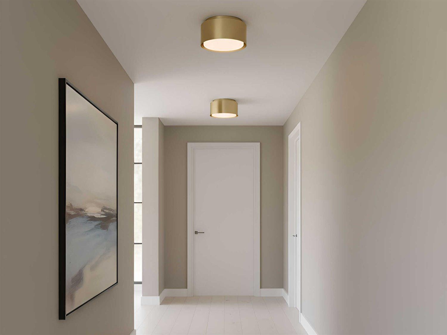 Visual Comfort Studio Dartmore 1-Light Satin Brass Drum Flush Mount