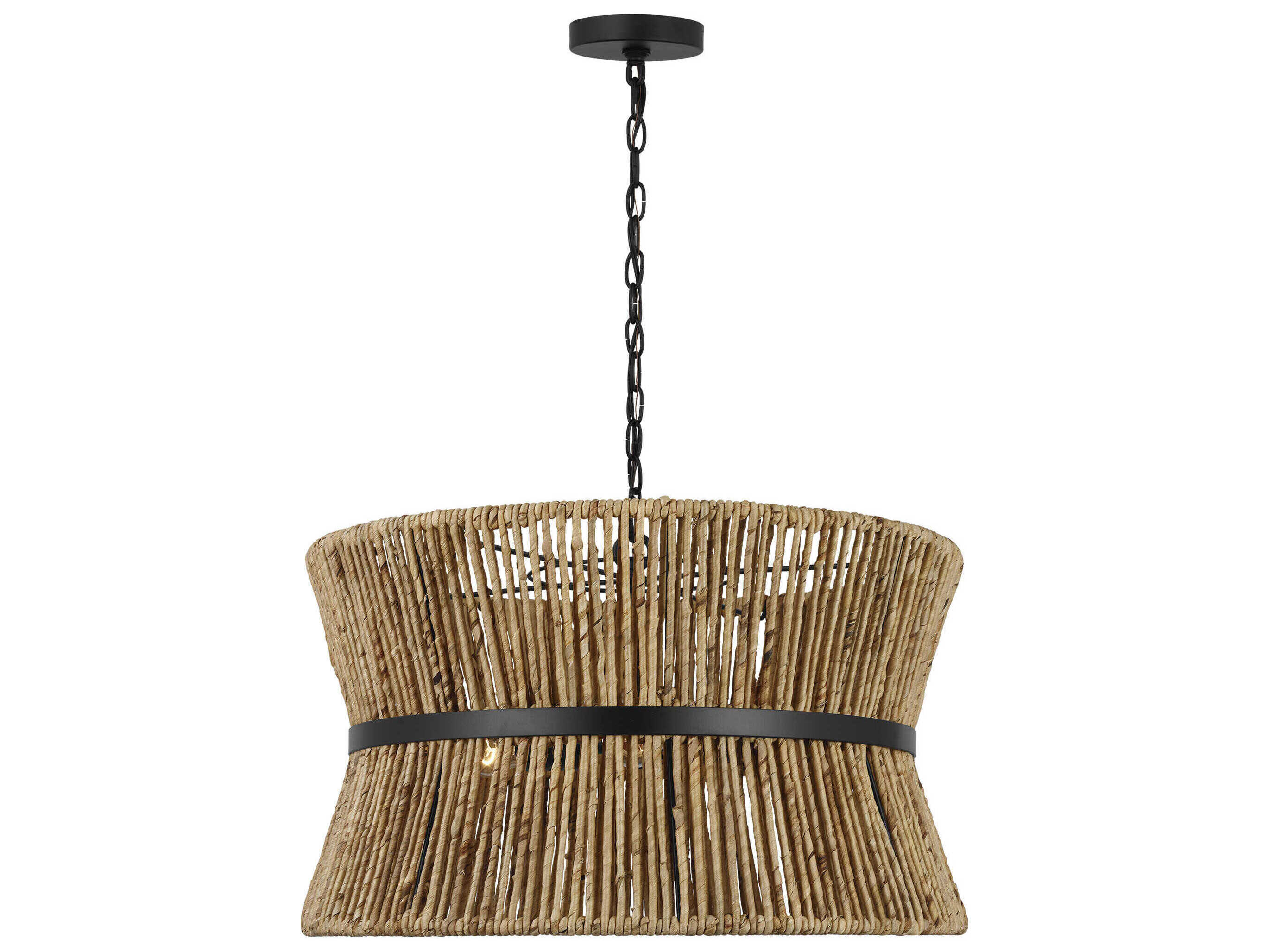 Visual Comfort Studio Thurlo 3-Light Midnight Black Brown Drum Pendant