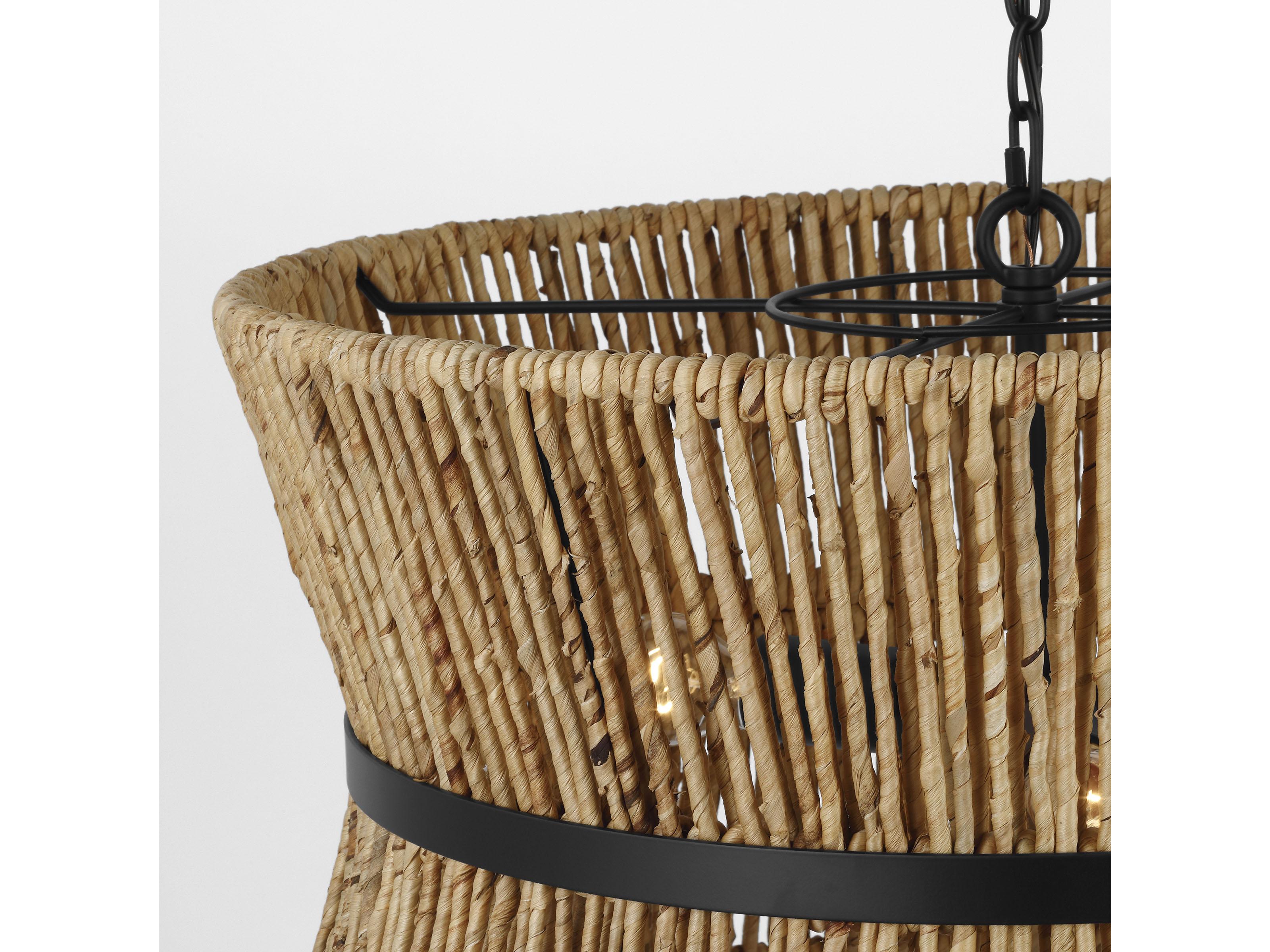 Visual Comfort Studio Thurlo 3-Light Midnight Black Brown Drum Pendant