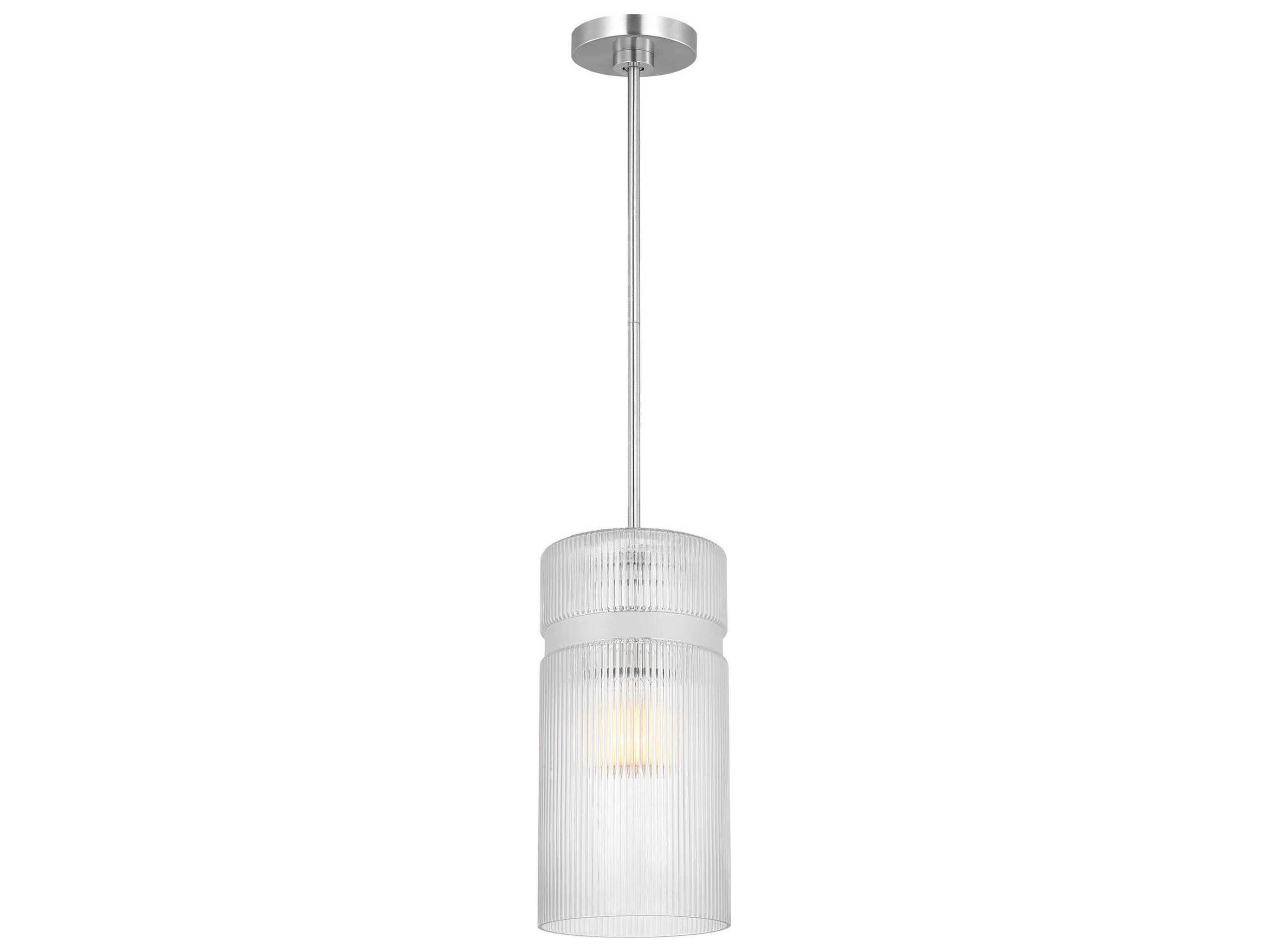 Visual Comfort Studio Liouet 1-Light Brushed Nickel Cylinder Mini Pendant