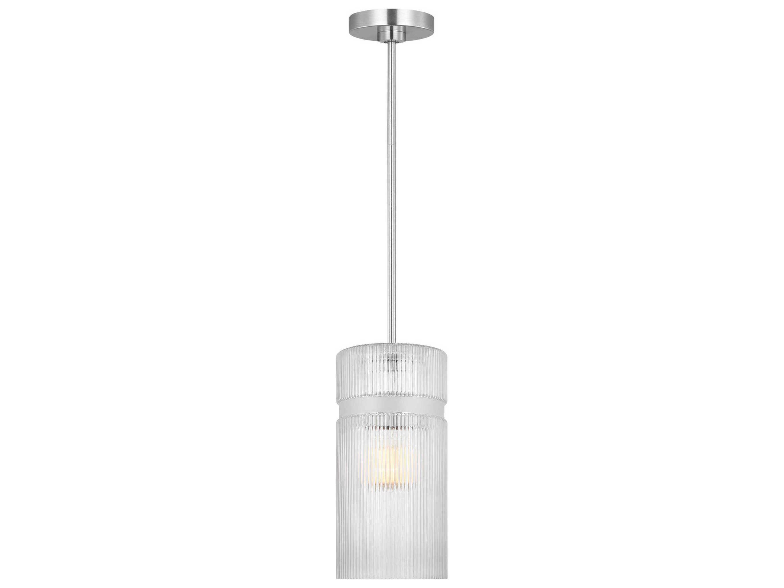 Visual Comfort Studio Liouet 1-Light Brushed Nickel Cylinder Mini Pendant
