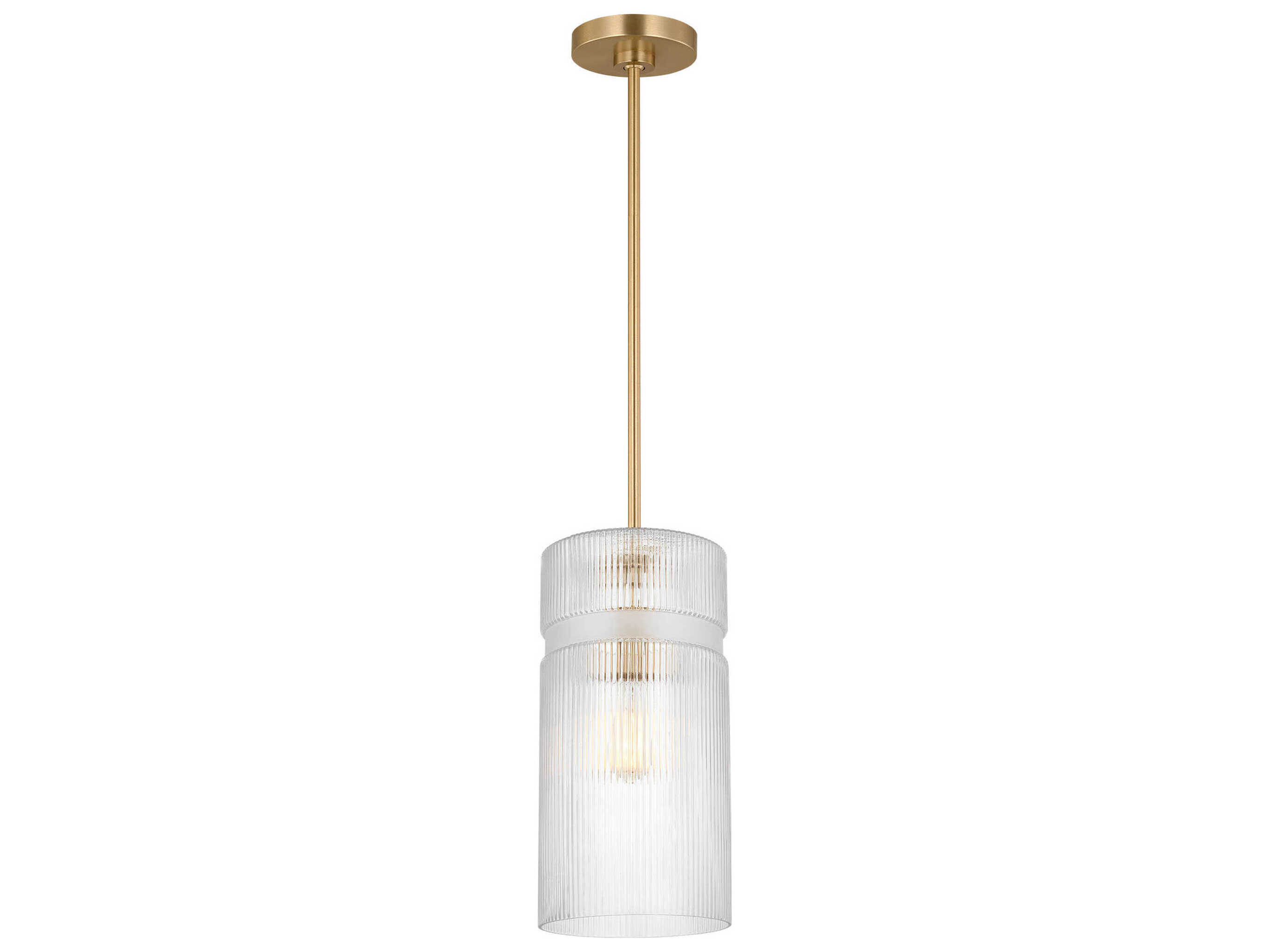 Visual Comfort Studio Liouet 1-Light Satin Brass Cylinder Mini Pendant
