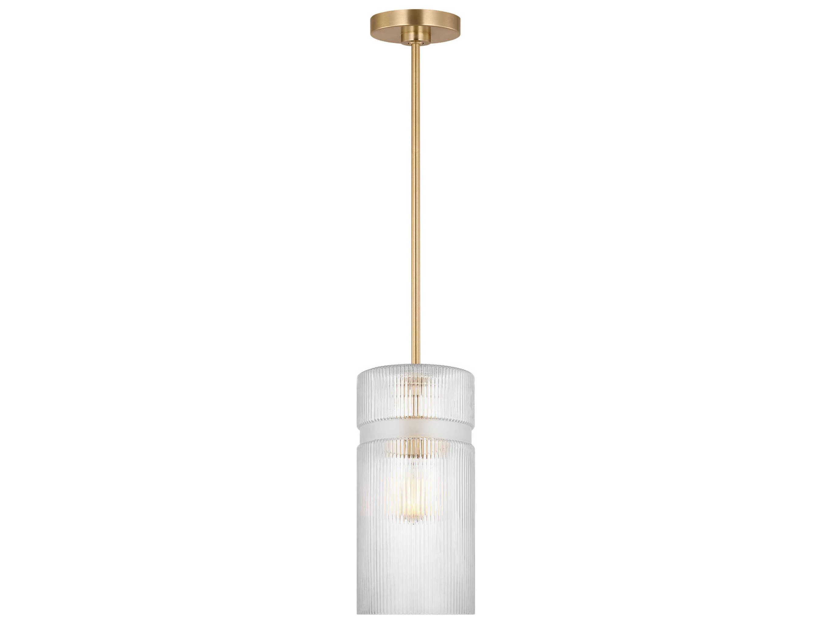 Visual Comfort Studio Liouet 1-Light Satin Brass Cylinder Mini Pendant
