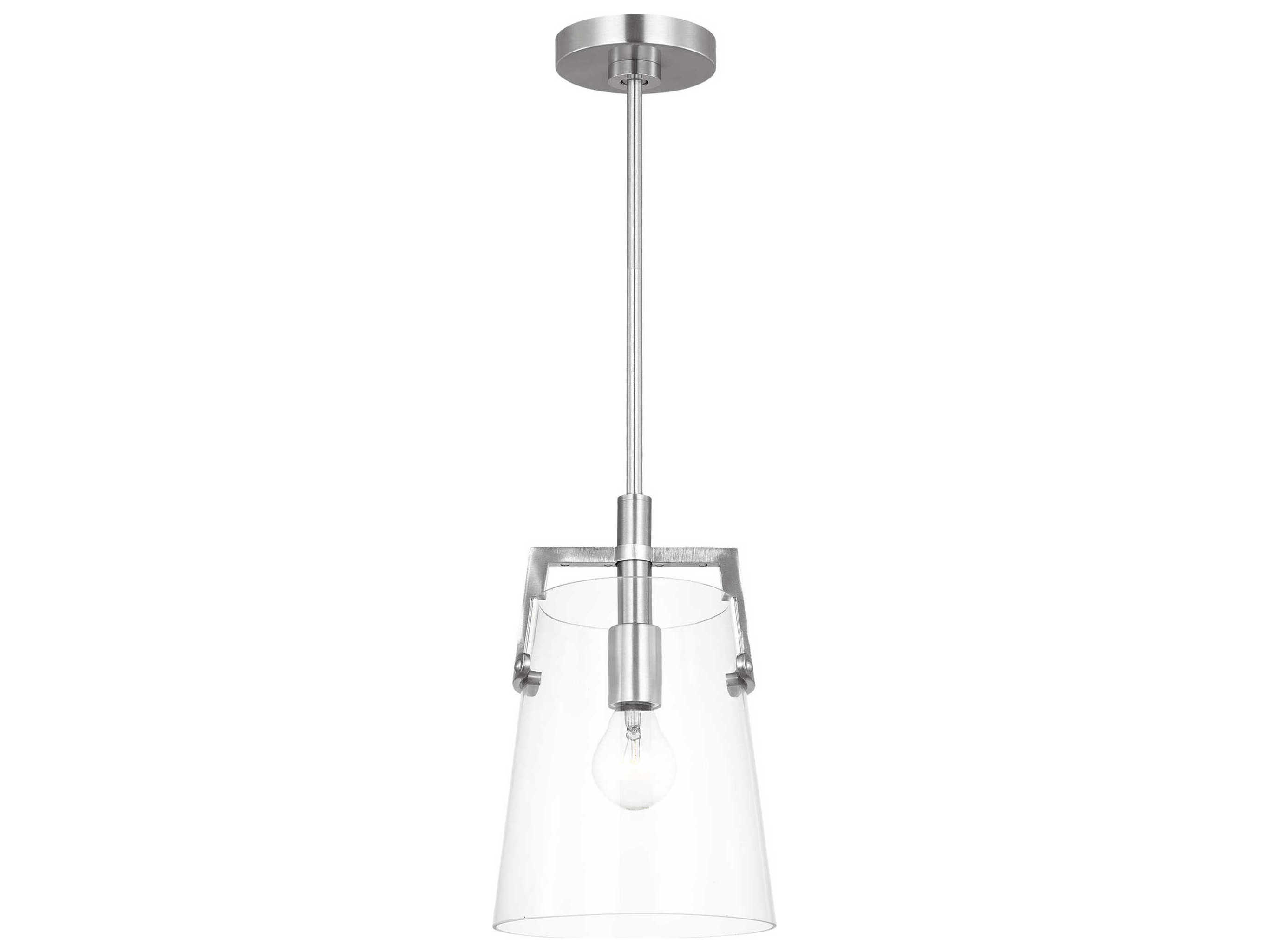Visual Comfort Studio Crofton 1-Light Brushed Nickel Cylinder Mini Pendant