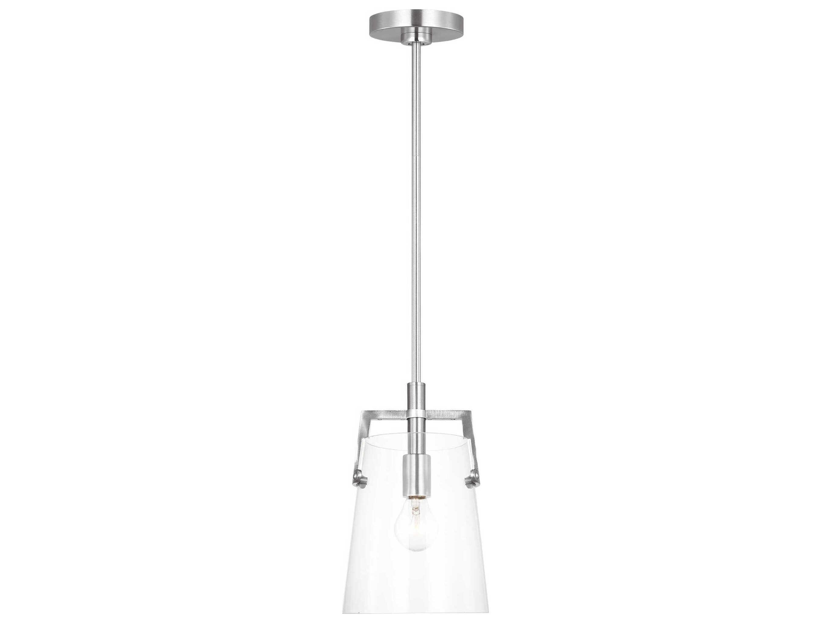 Visual Comfort Studio Crofton 1-Light Brushed Nickel Cylinder Mini Pendant