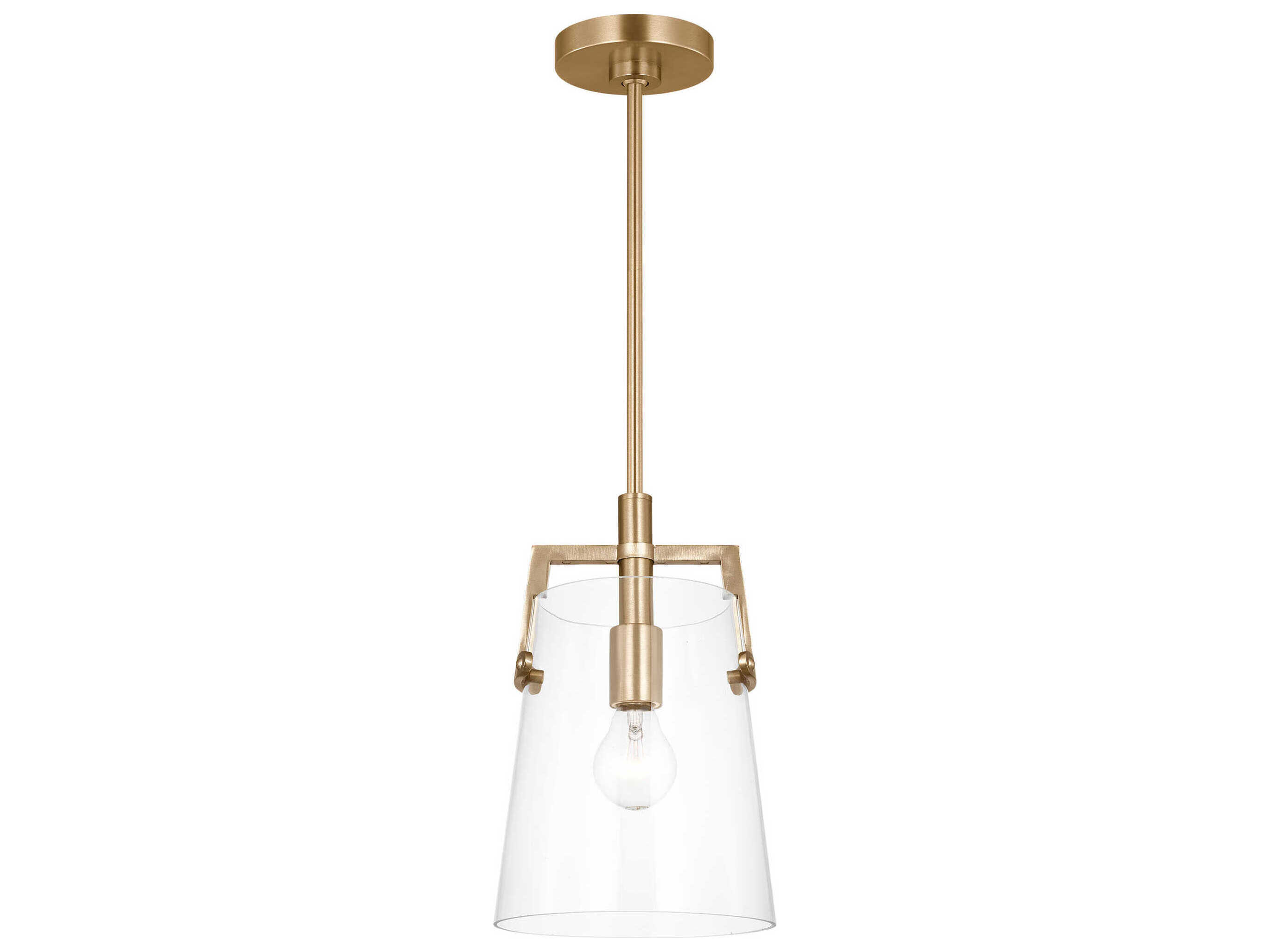 Visual Comfort Studio Crofton 1-Light Satin Brass Cylinder Mini Pendant