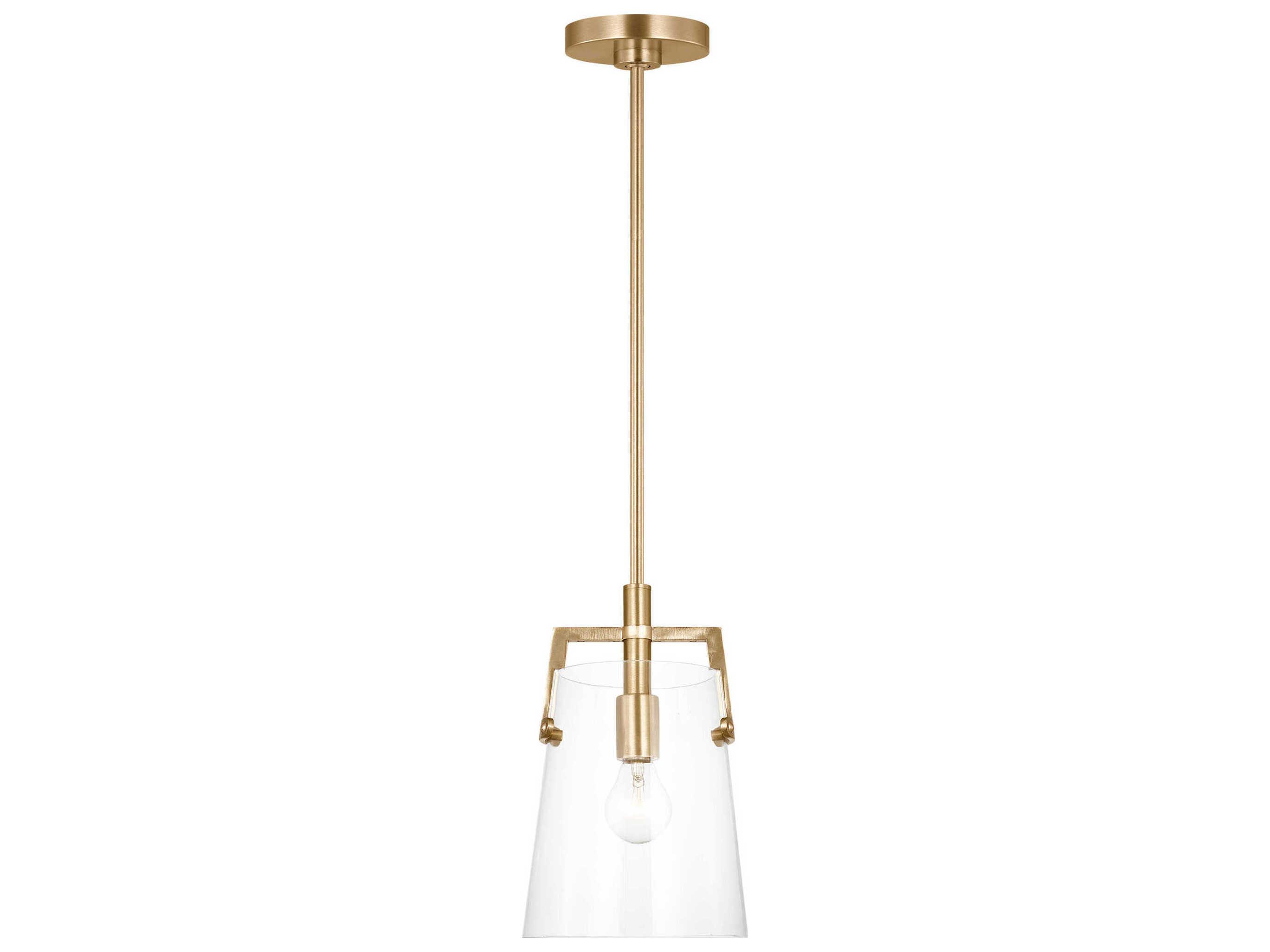 Visual Comfort Studio Crofton 1-Light Satin Brass Cylinder Mini Pendant