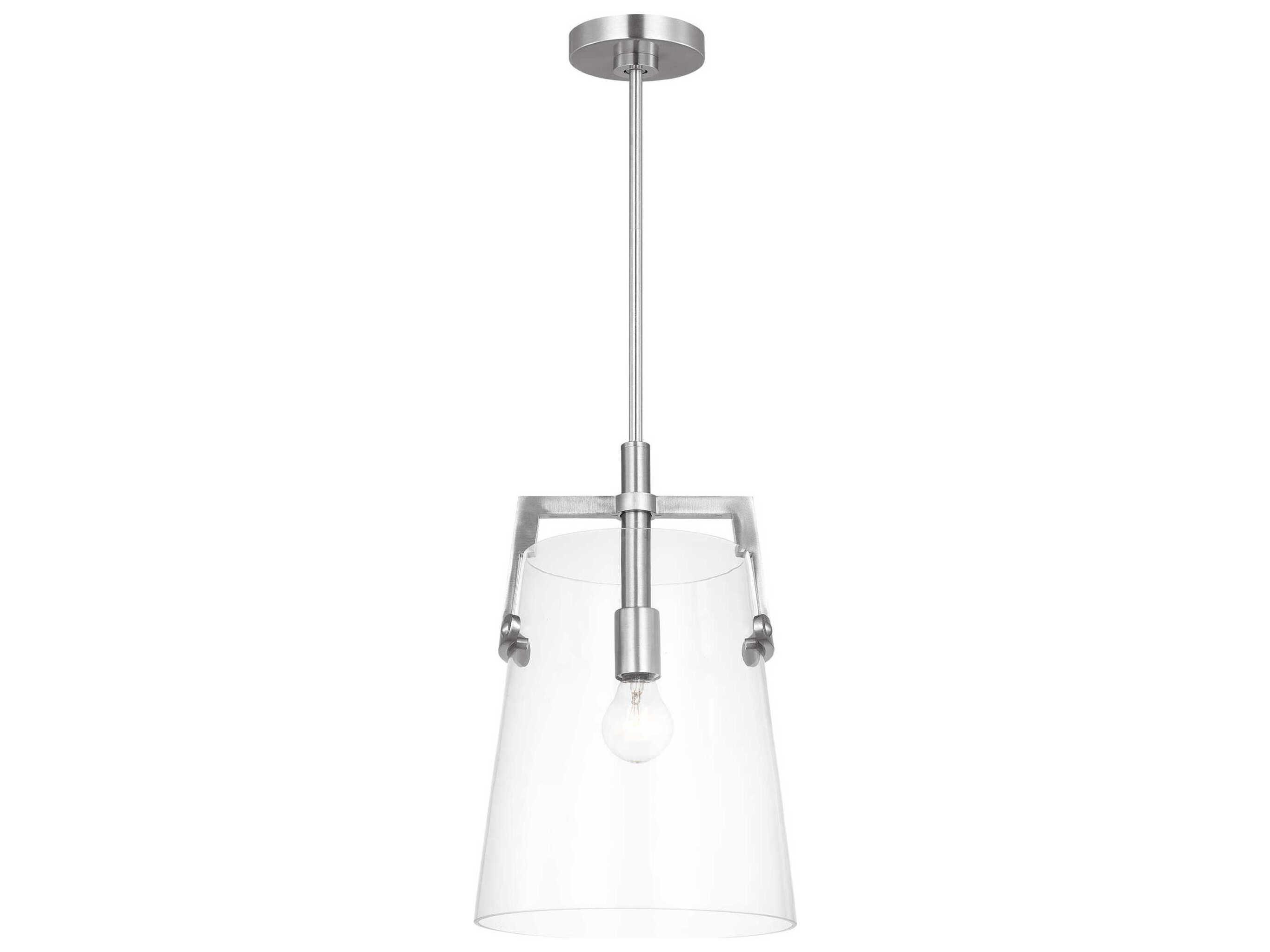 Visual Comfort Studio Crofton 1-Light Brushed Nickel Cylinder Mini Pendant
