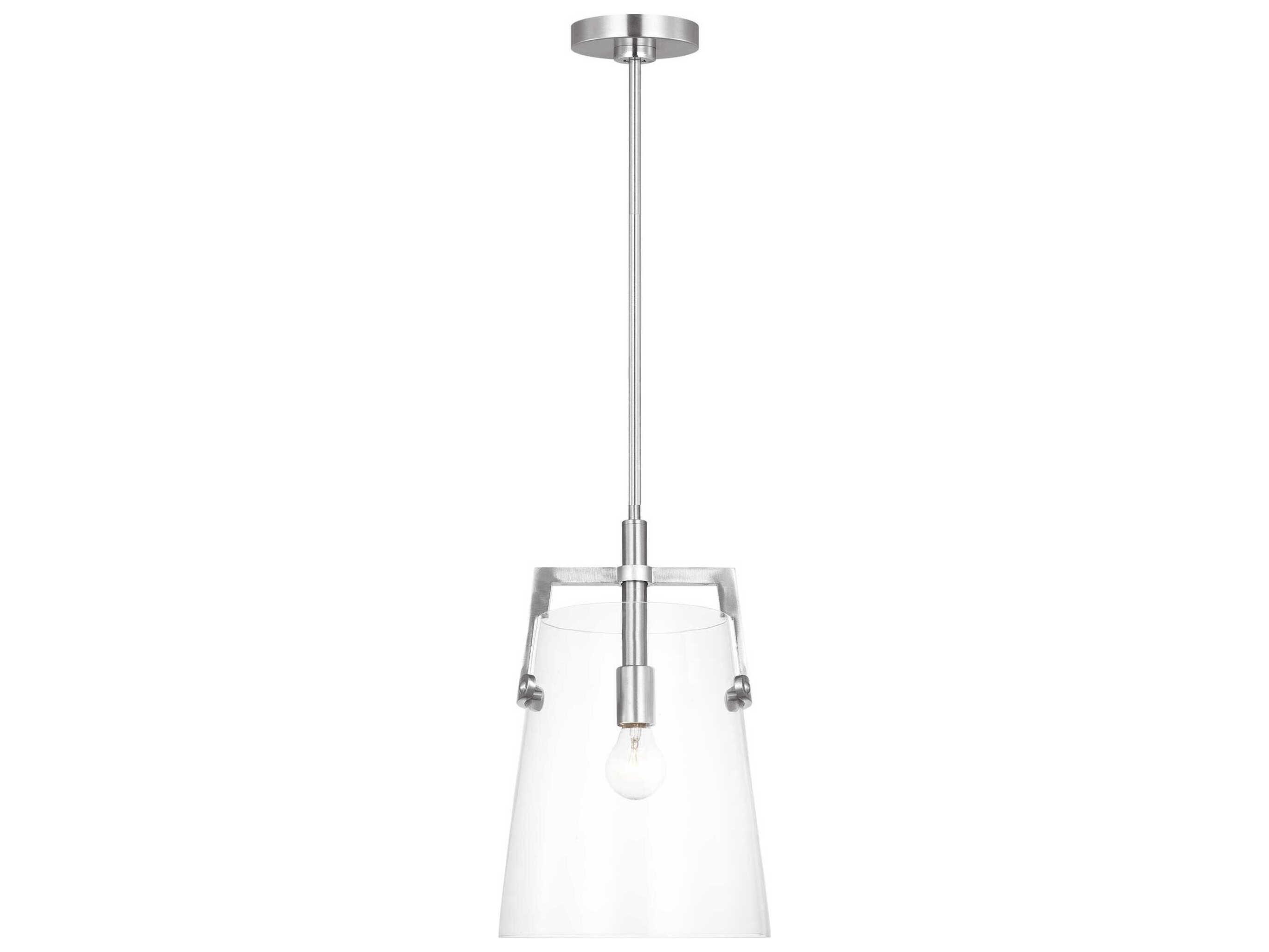 Visual Comfort Studio Crofton 1-Light Brushed Nickel Cylinder Mini Pendant