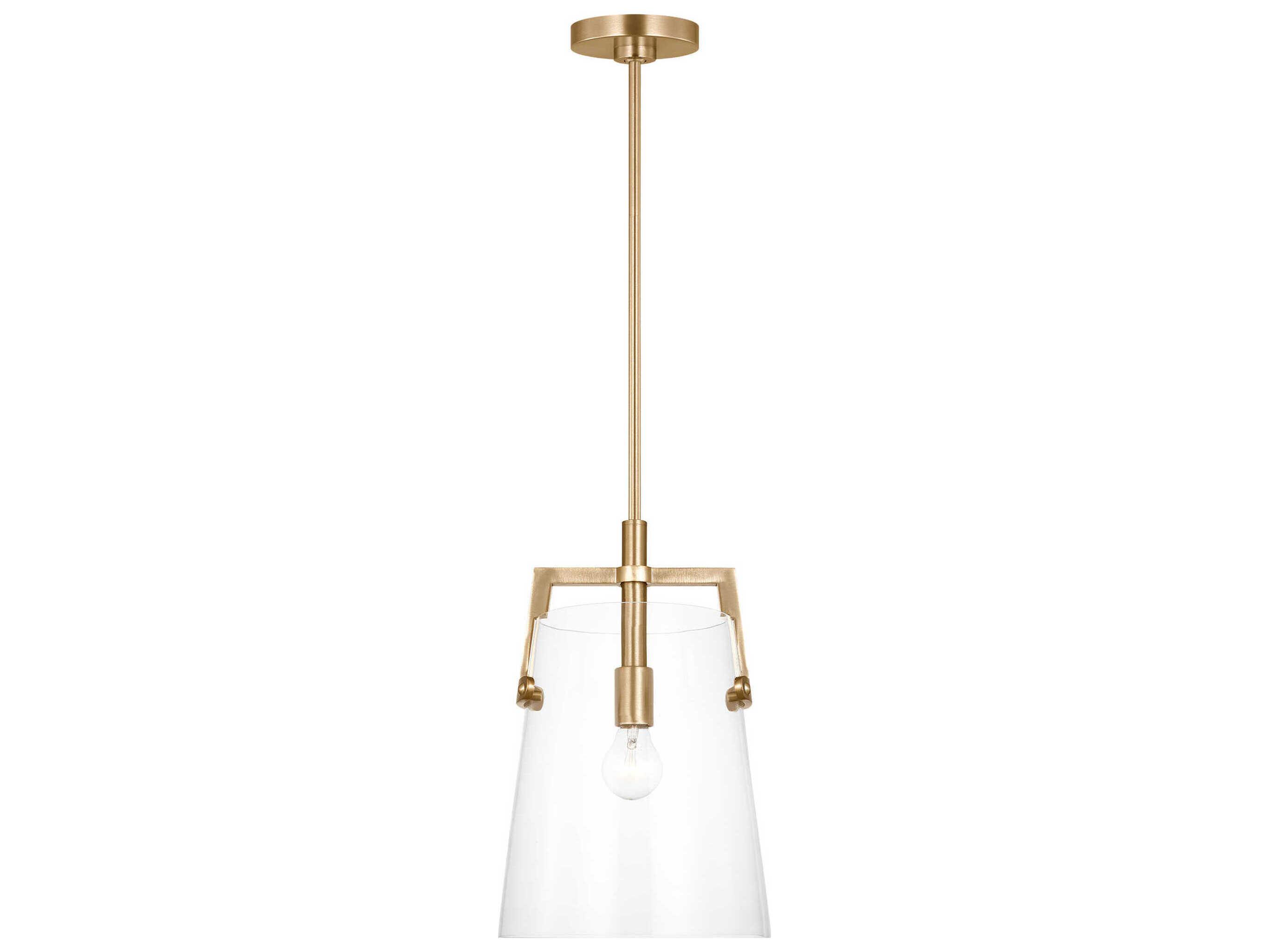 Visual Comfort Studio Crofton 1-Light Satin Brass Cylinder Mini Pendant
