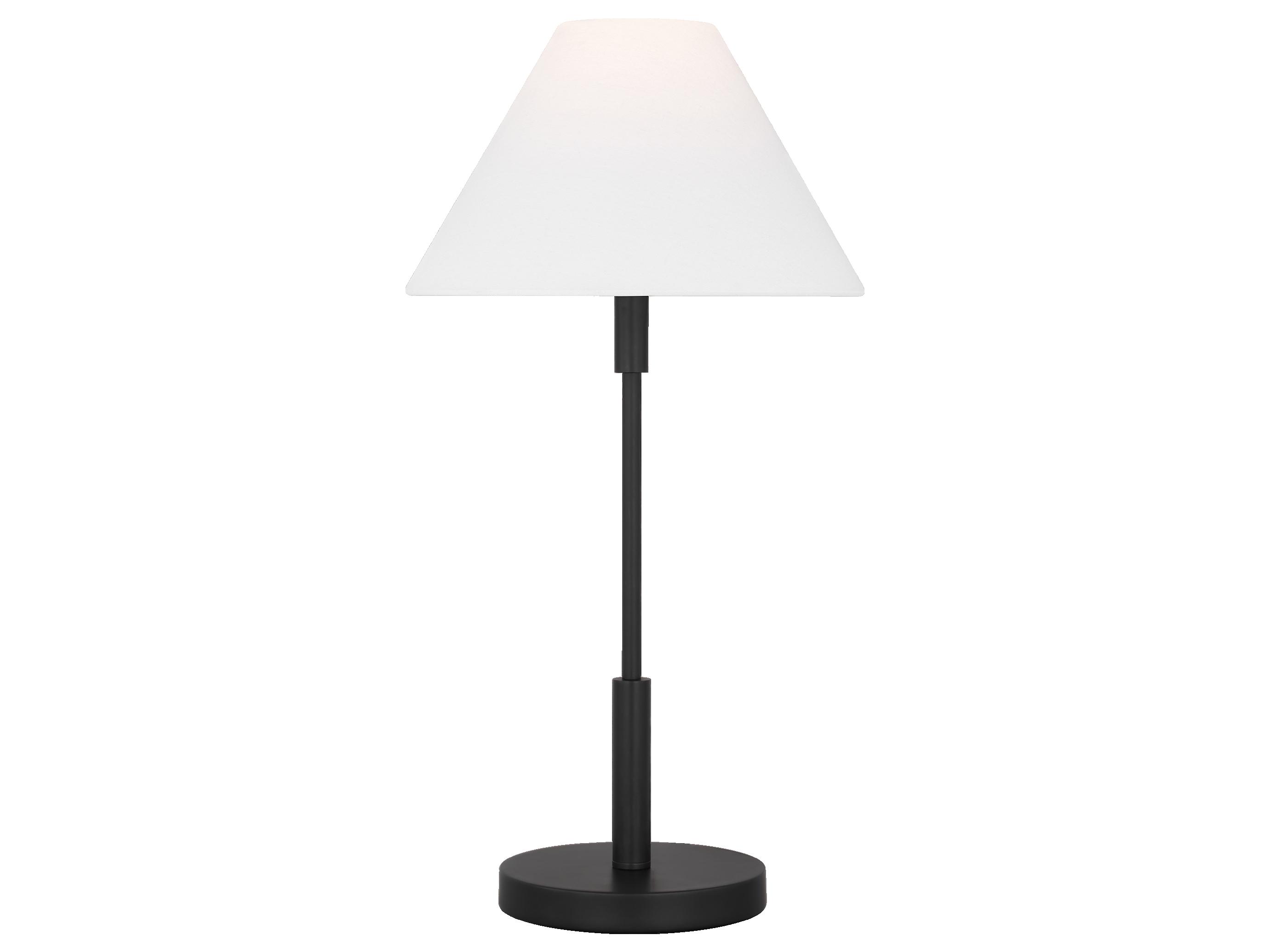 Visual Comfort Studio Porteau Midnight Black White Linen Table Lamp
