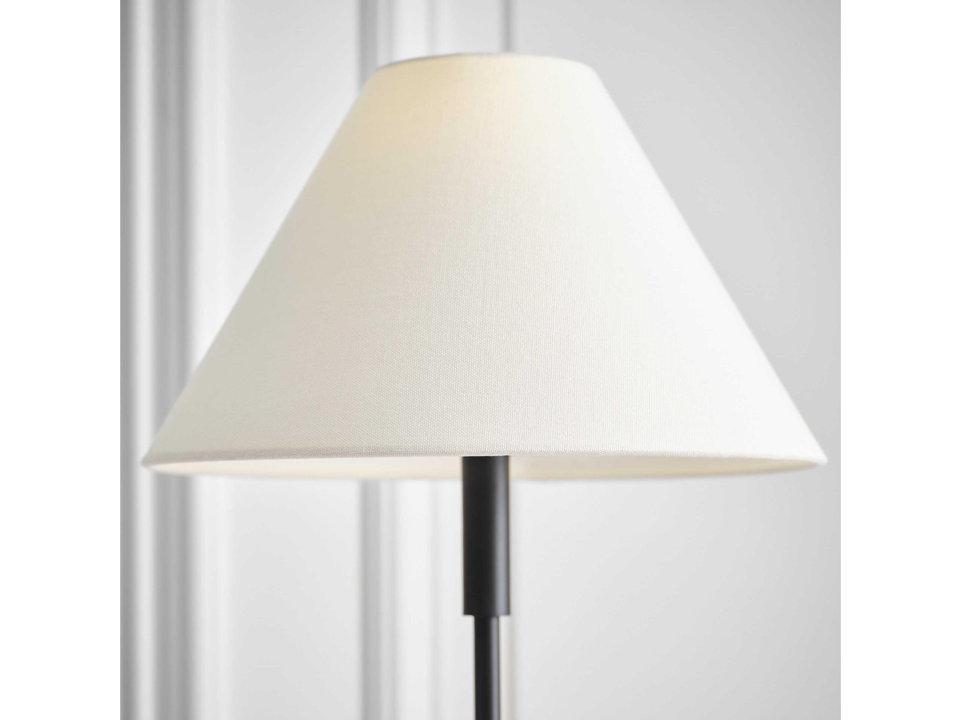 Visual Comfort Studio Porteau Midnight Black White Linen Table Lamp