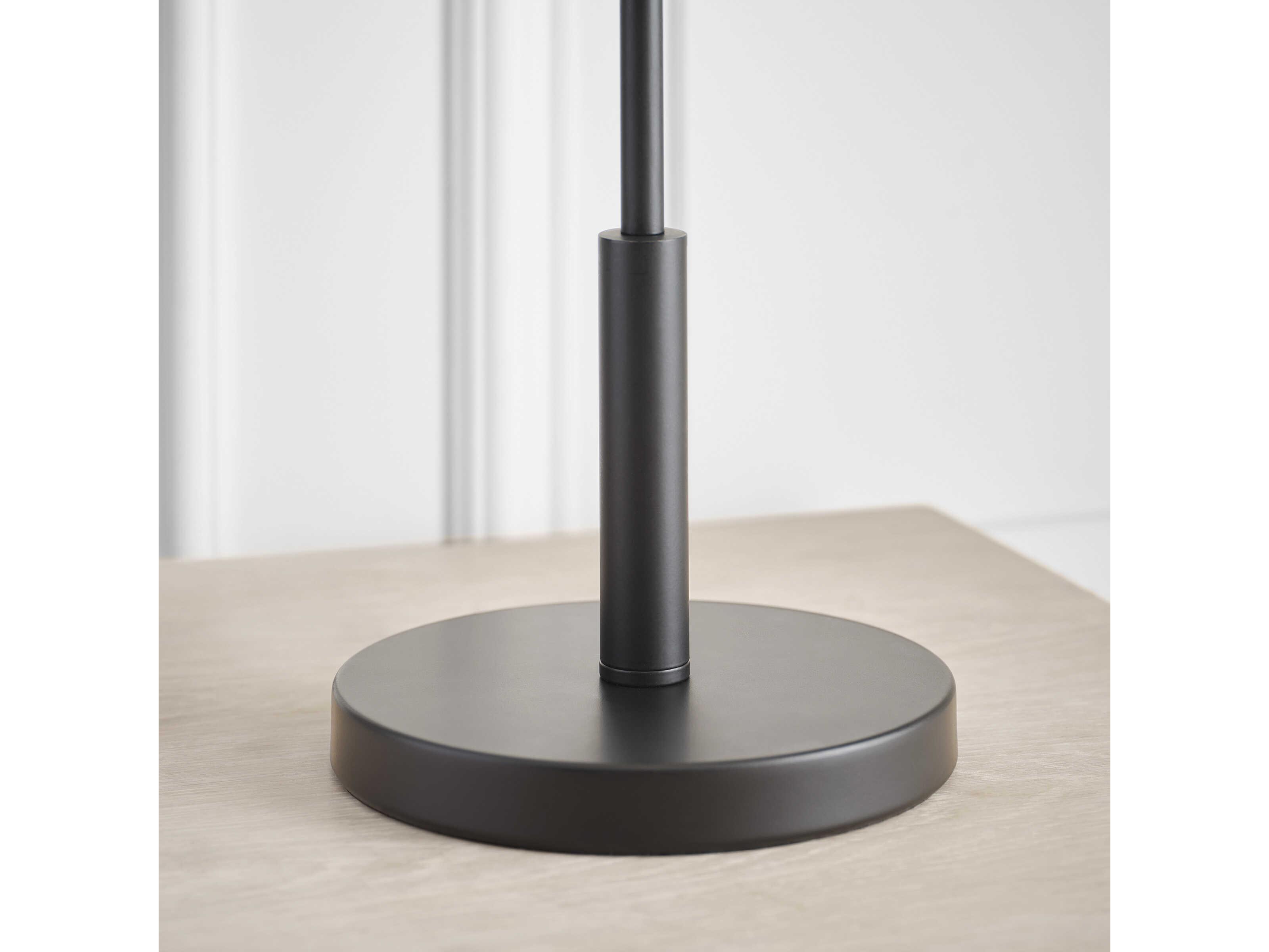 Visual Comfort Studio Porteau Midnight Black White Linen Table Lamp