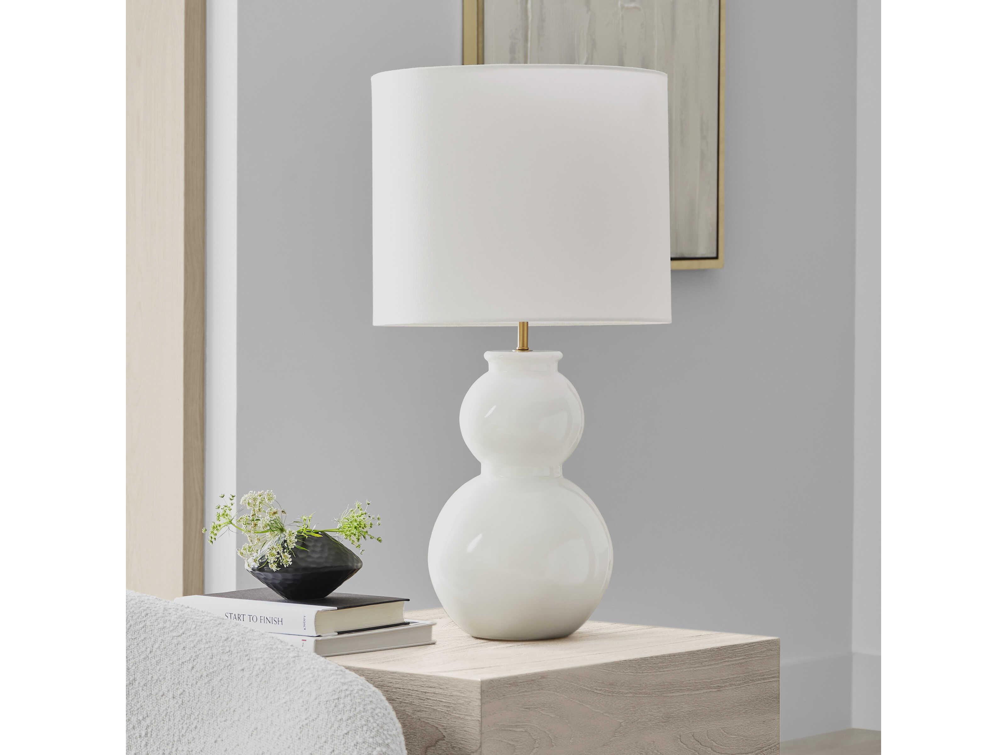 Visual Comfort Studio Buckley Gloss White Linen Buffet Lamp