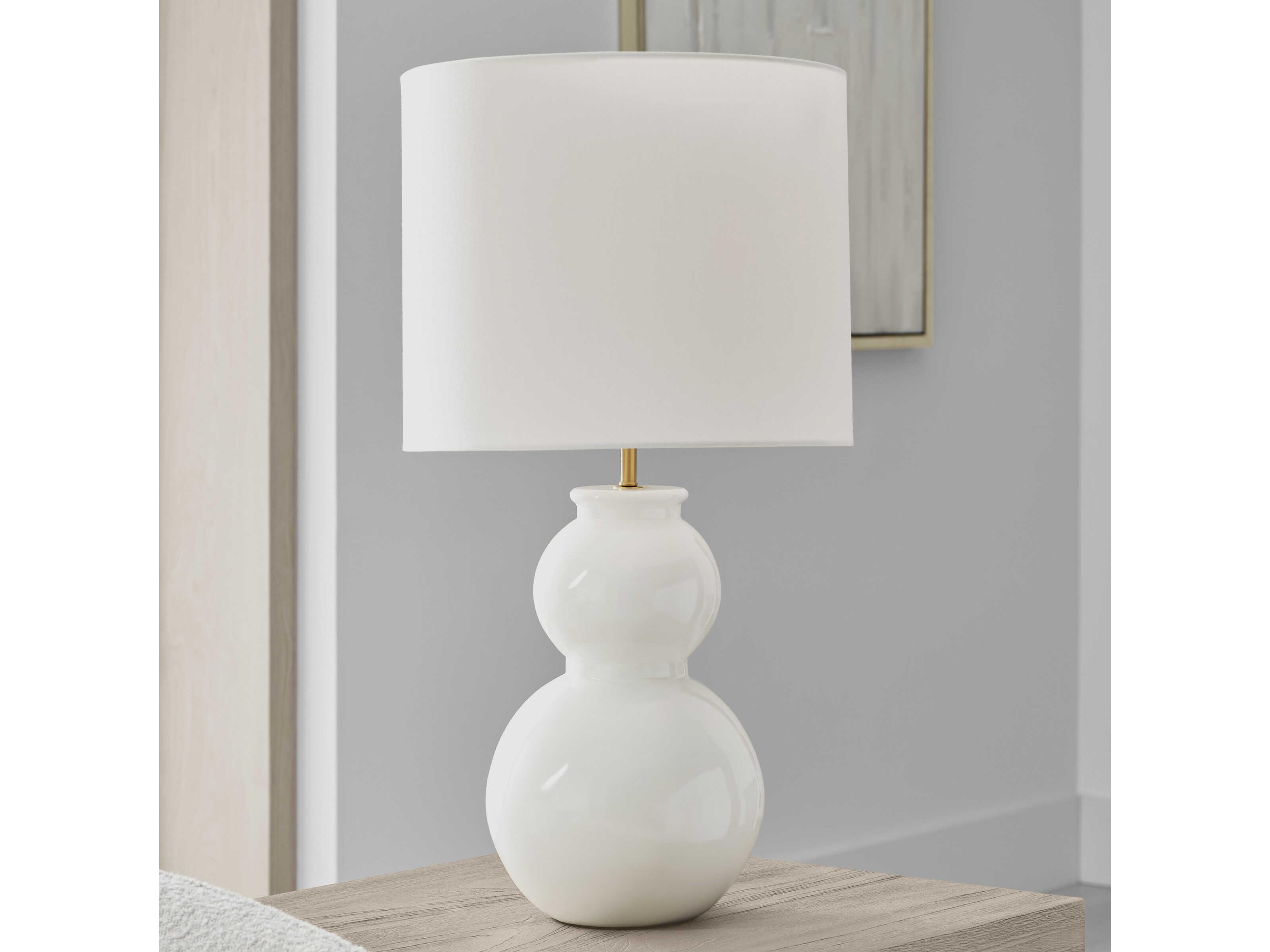 Visual Comfort Studio Buckley Gloss White Linen Buffet Lamp