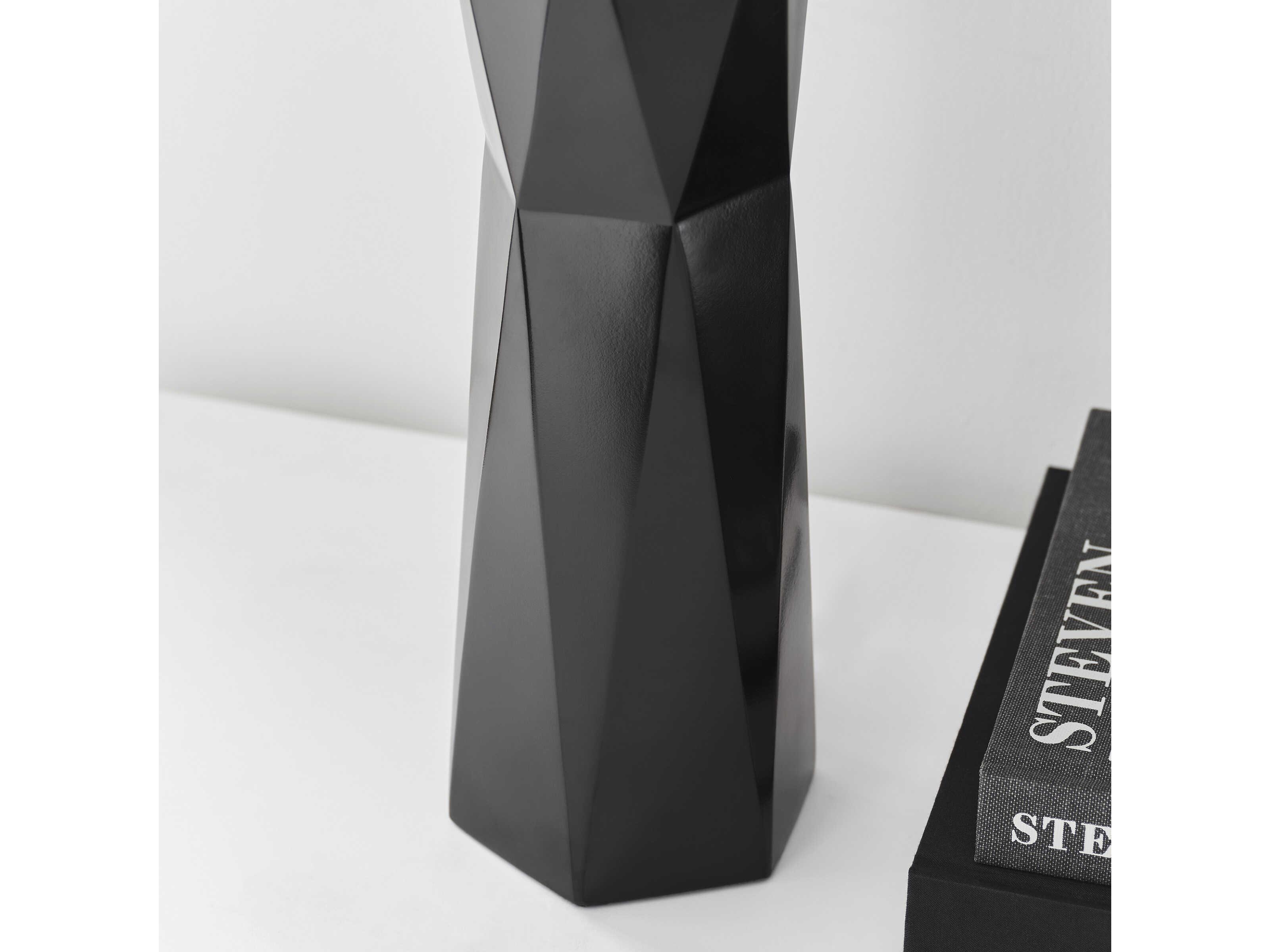 Visual Comfort Studio Fernwood Gloss Black White Linen Buffet Lamp