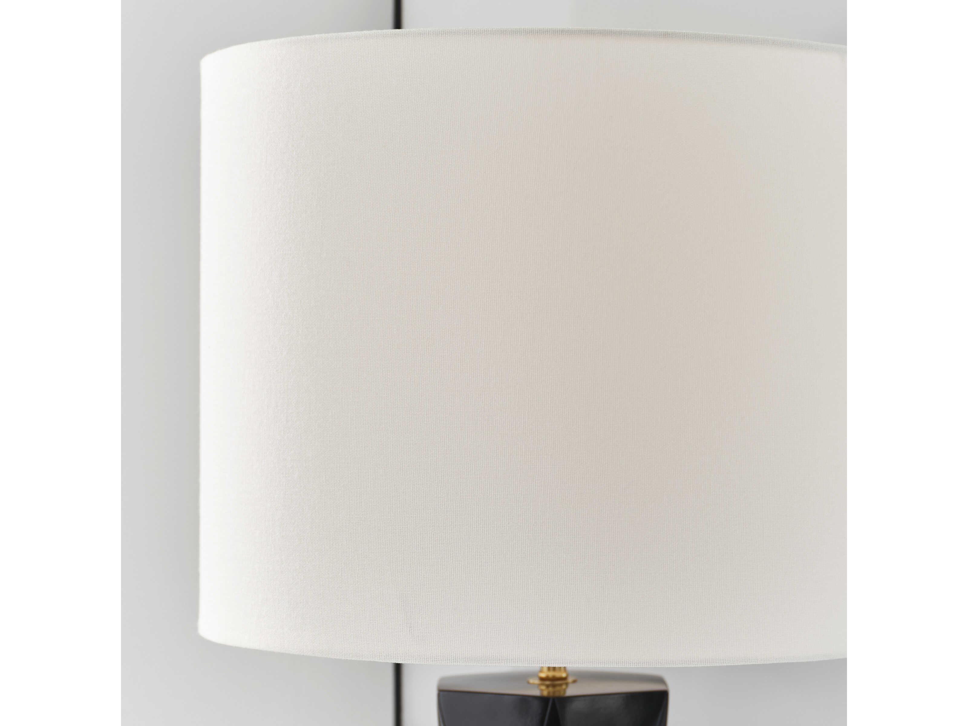 Visual Comfort Studio Fernwood Gloss Black White Linen Buffet Lamp