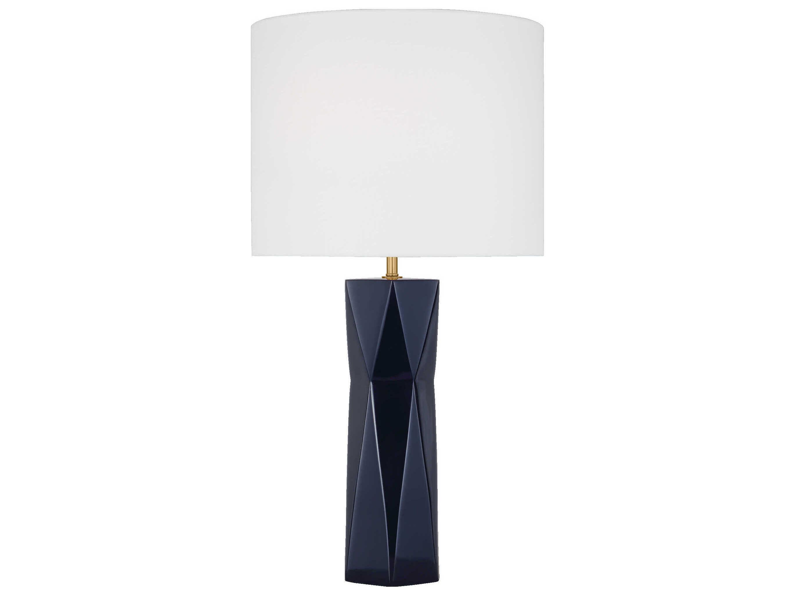 Visual Comfort Studio Fernwood Gloss Navy White Linen Blue Buffet Lamp