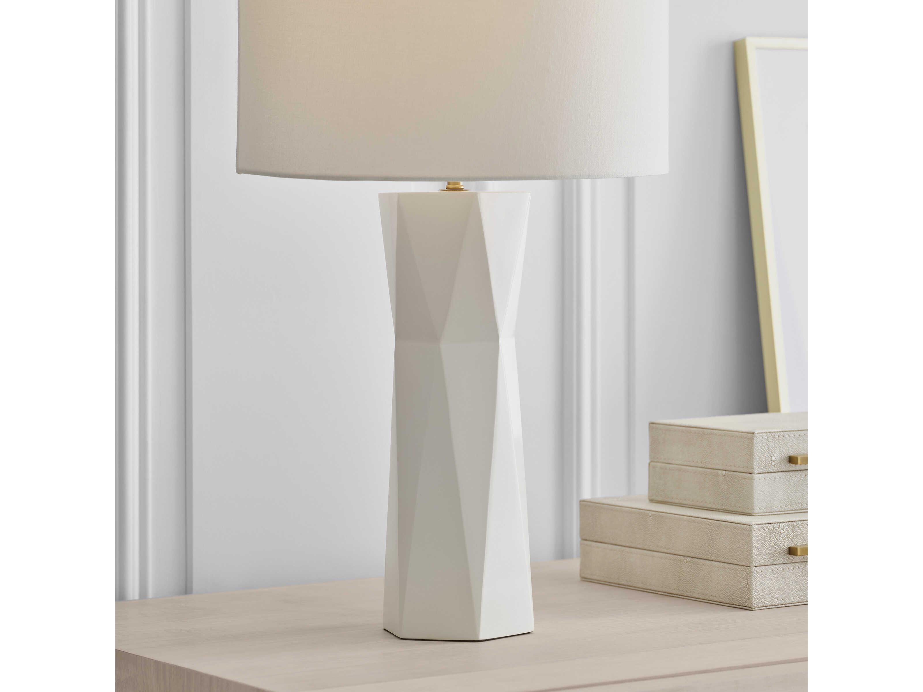 Visual Comfort Studio Fernwood Gloss White Linen Buffet Lamp