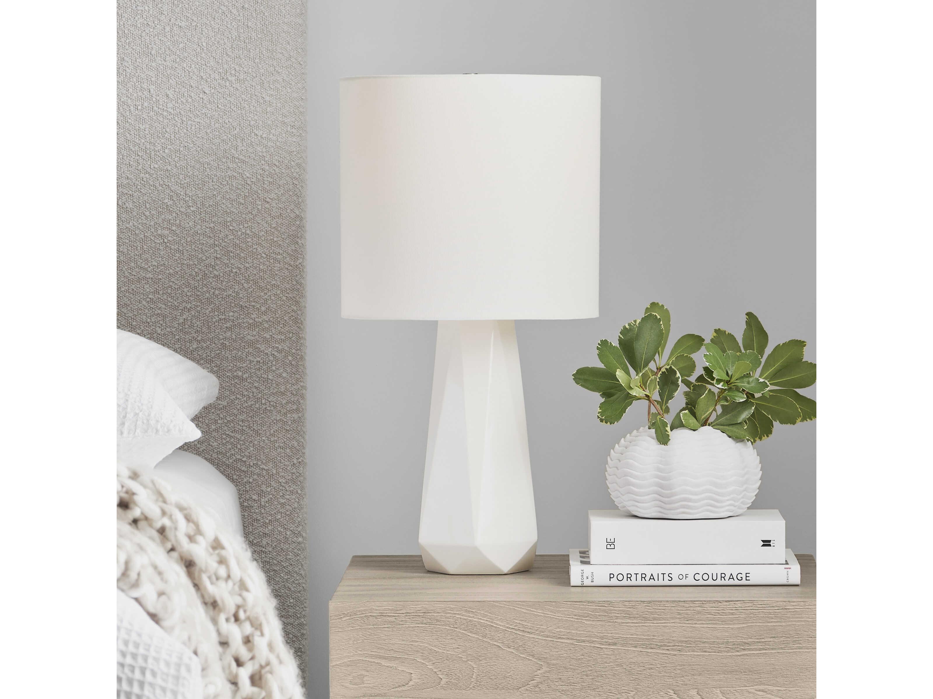 Visual Comfort Studio Moresby Gloss White Linen Table Lamp