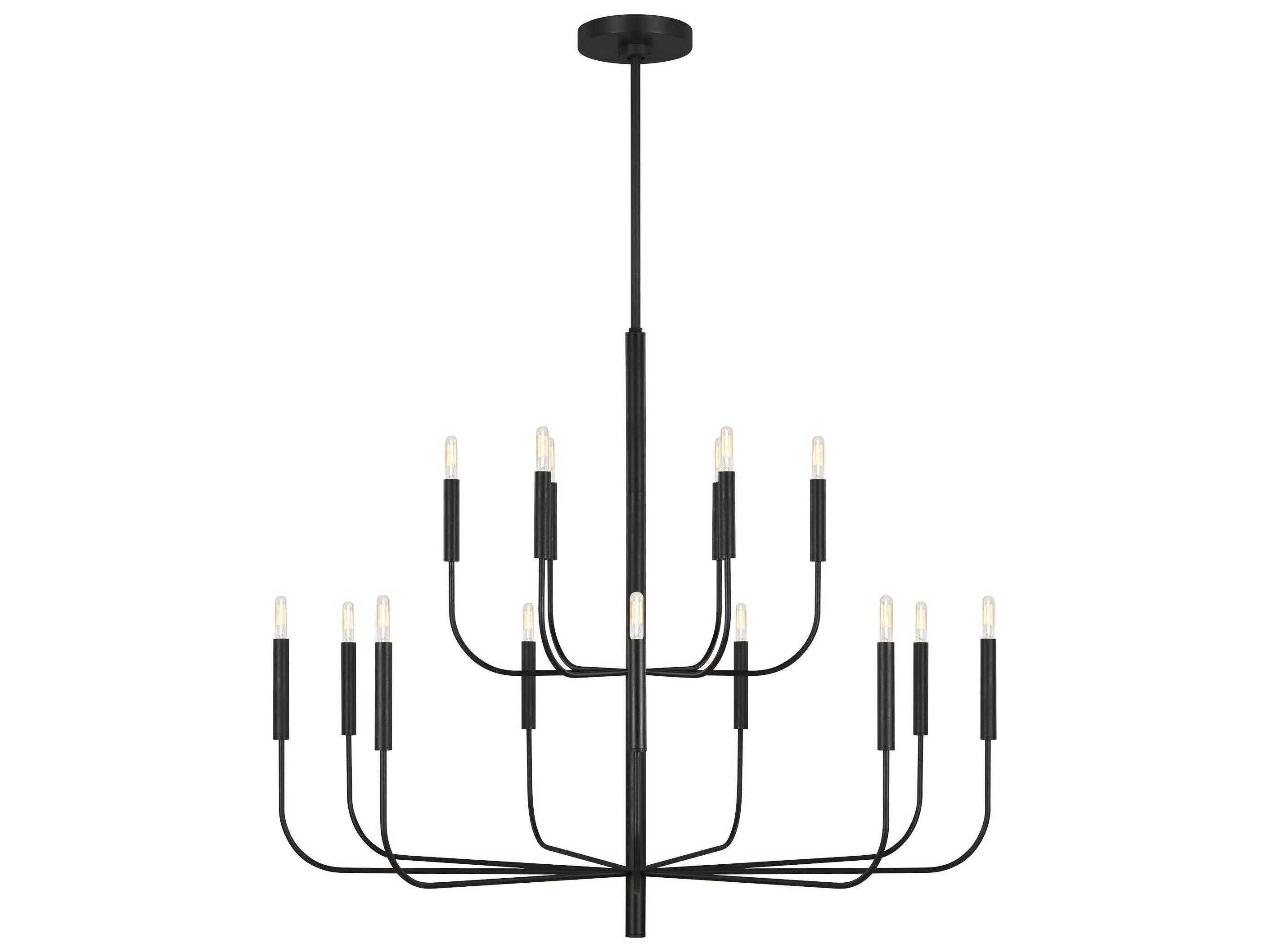 Visual Comfort Studio Brianna 15-Light Aged Iron Black Candelabra Chandelier