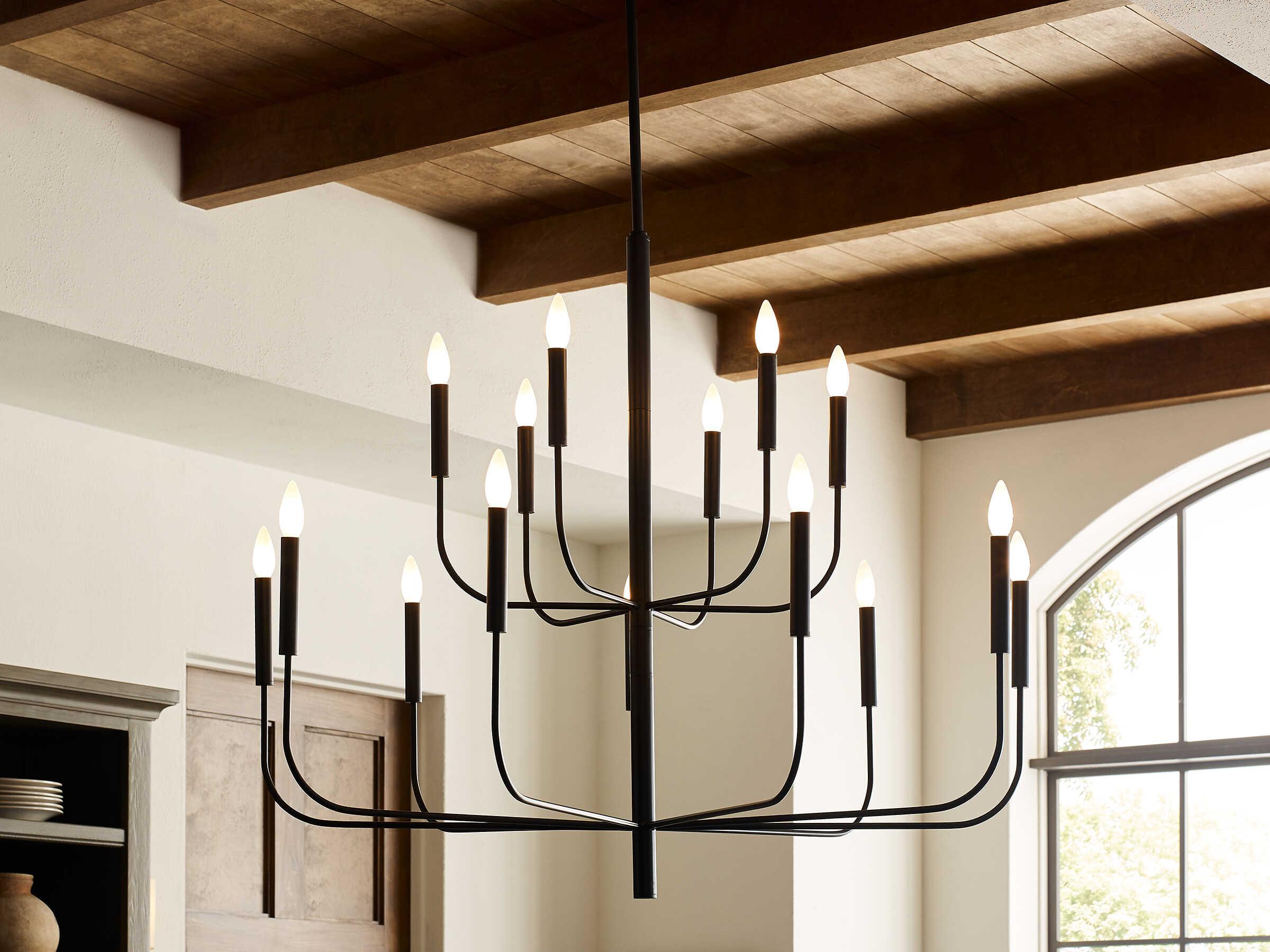 Visual Comfort Studio Brianna 15-Light Aged Iron Black Candelabra Chandelier