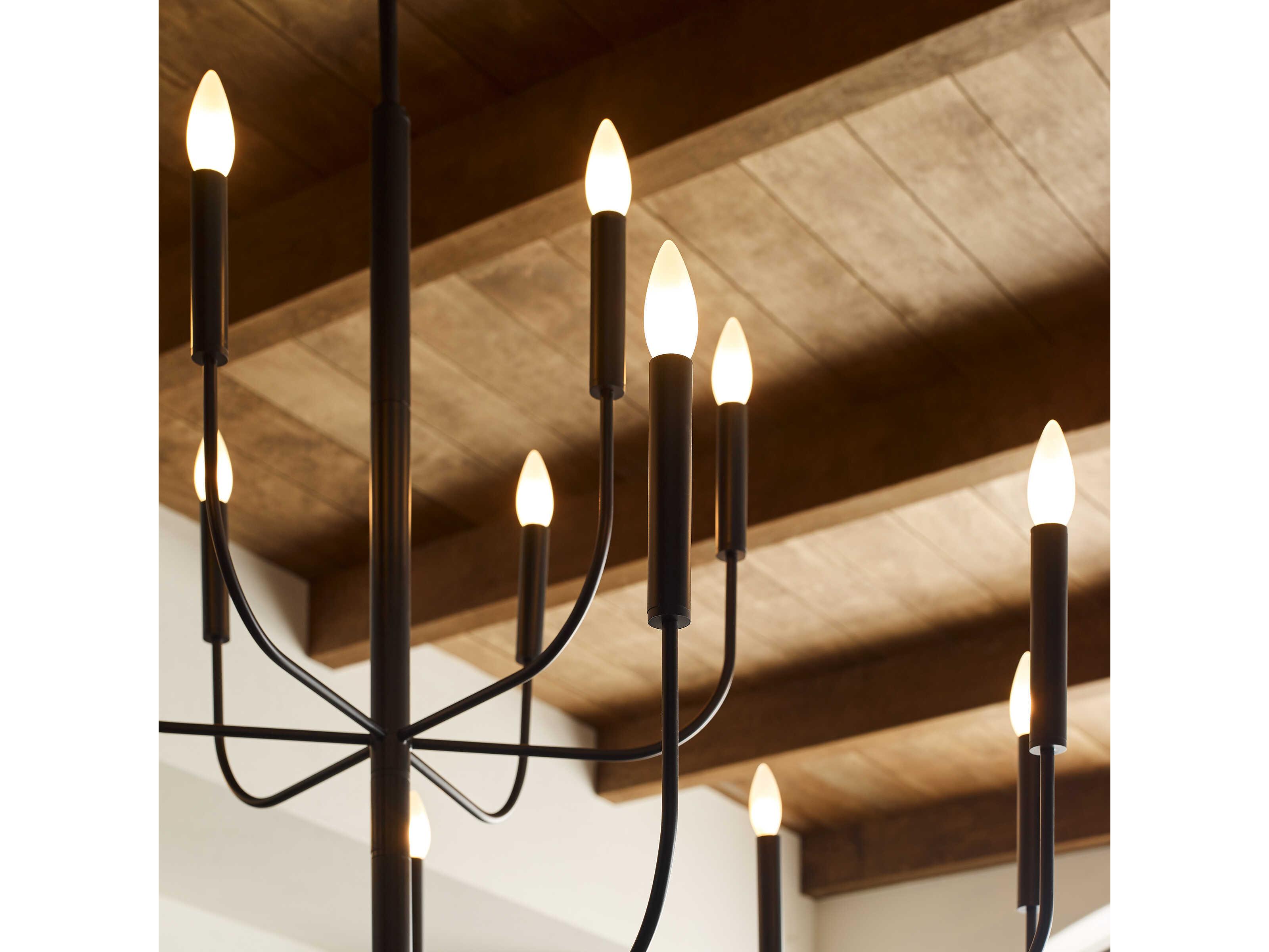 Visual Comfort Studio Brianna 15-Light Aged Iron Black Candelabra Chandelier
