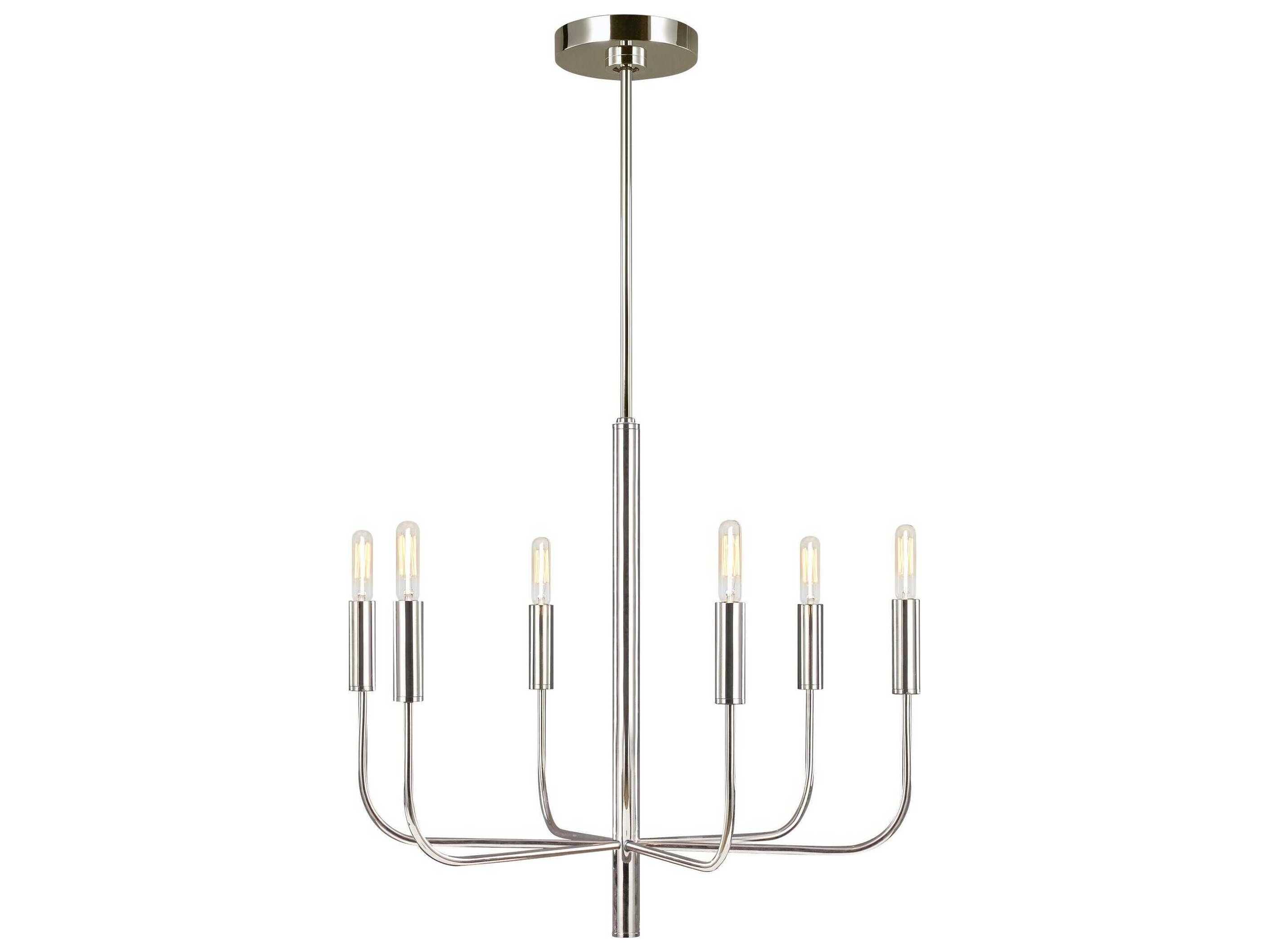 Visual Comfort Studio Brianna 6-Light Polished Nickel Candelabra Chandelier