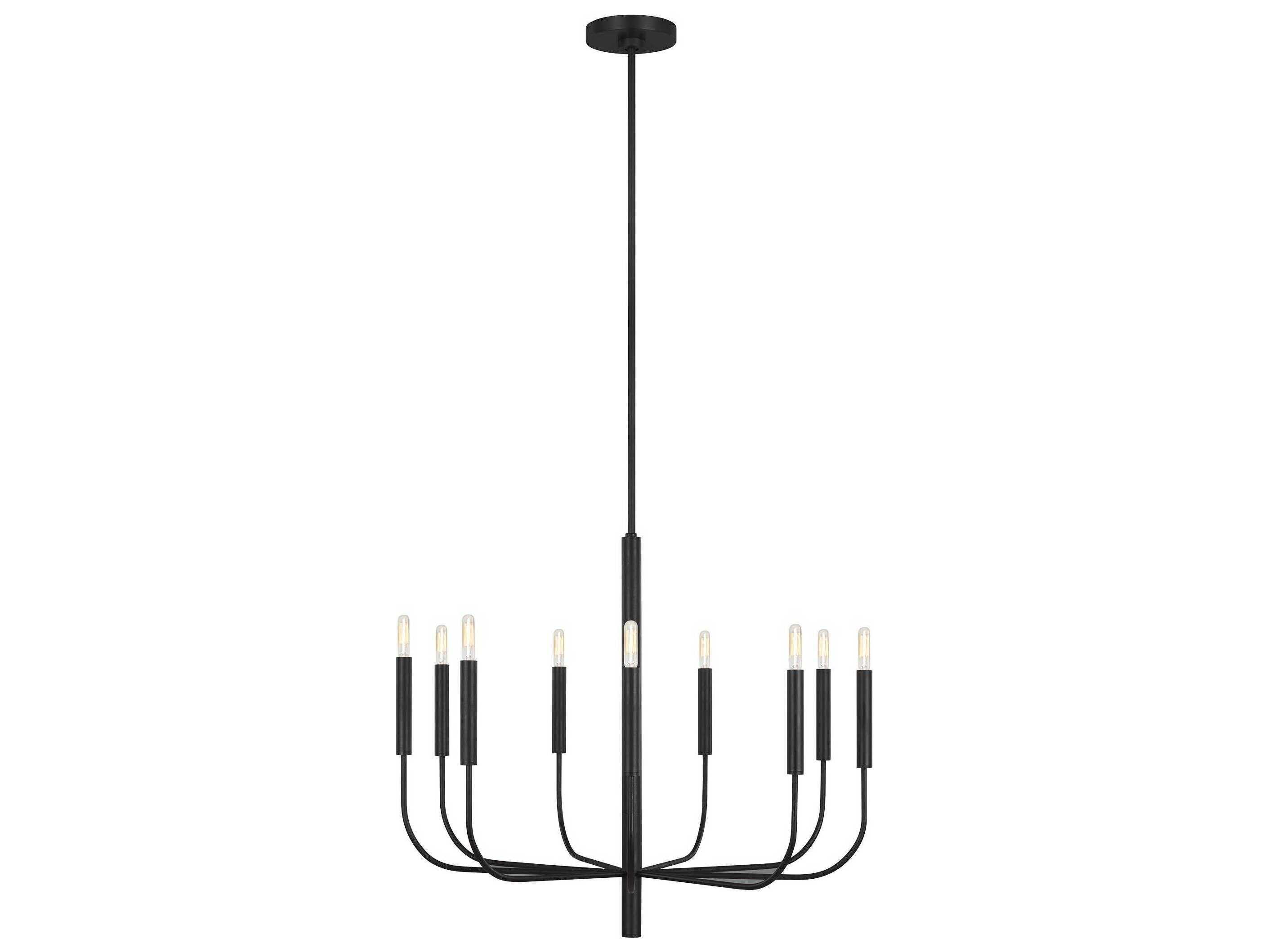 Visual Comfort Studio Brianna 9-Light Aged Iron Black Candelabra Chandelier