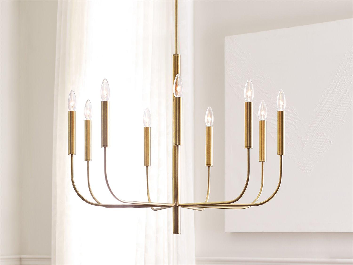 Visual Comfort Studio Brianna 9-Light Burnished Brass Candelabra Chandelier