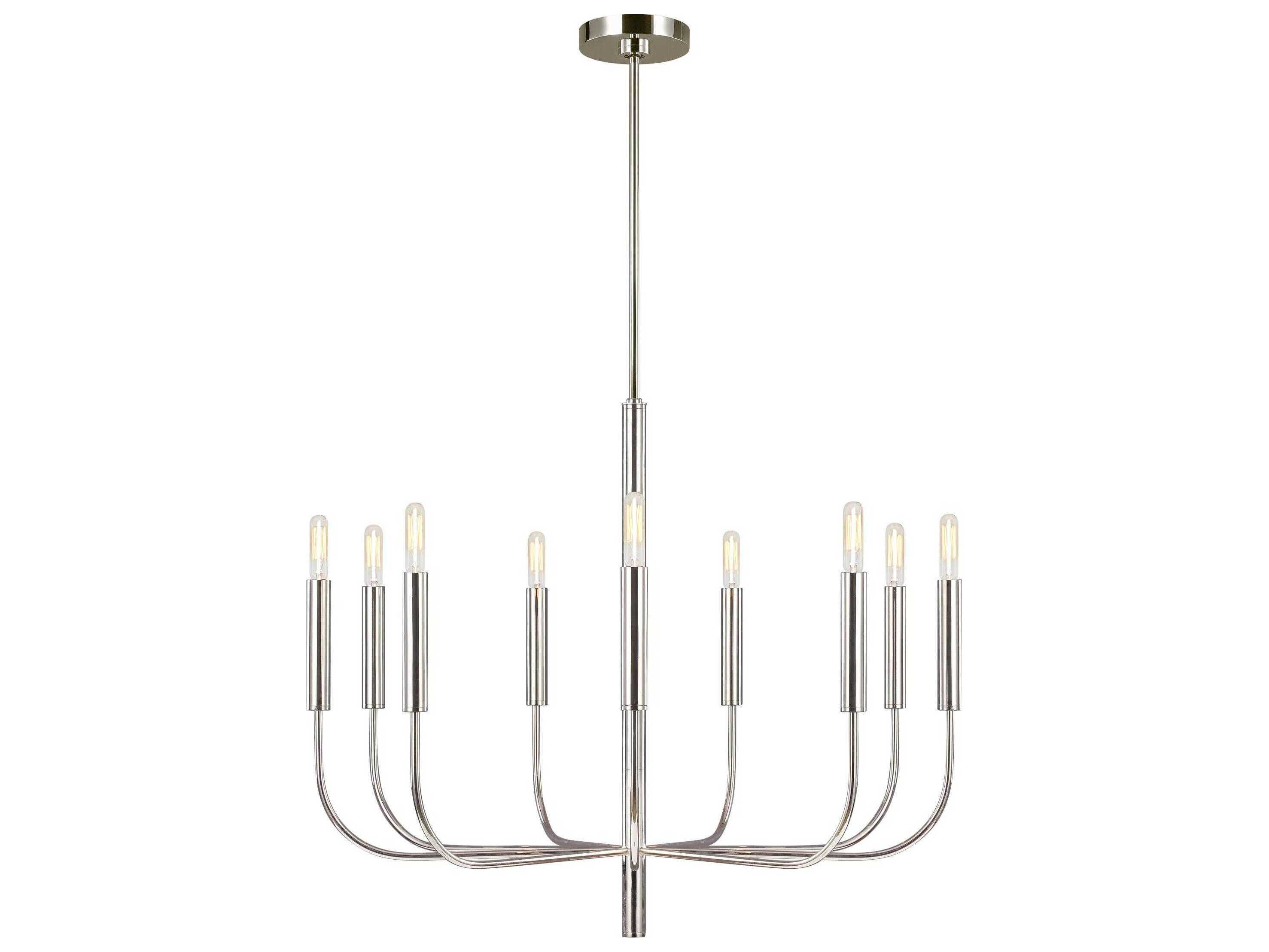 Visual Comfort Studio Brianna 9-Light Polished Nickel Candelabra Chandelier