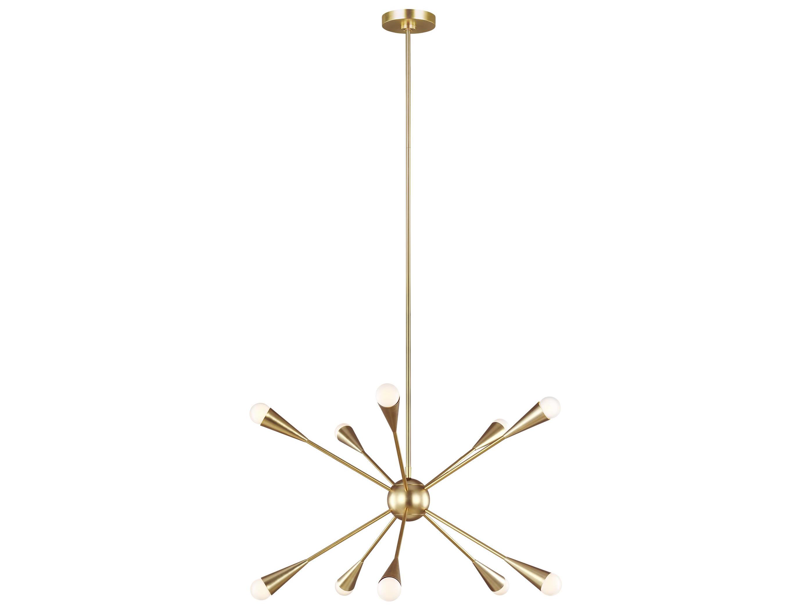 Visual Comfort Studio Jax 10-Light Burnished Brass Candelabra Sputnik Chandelier