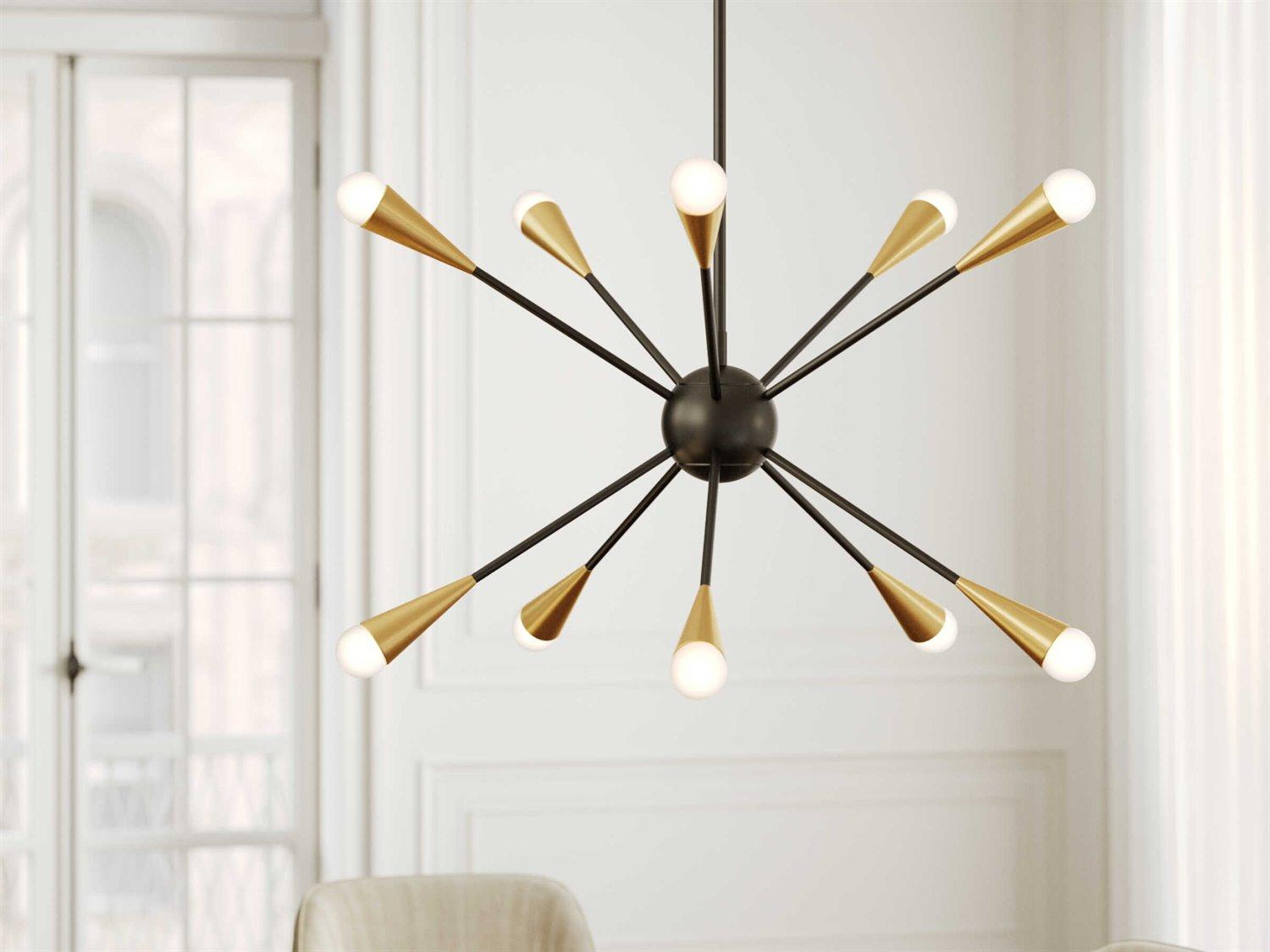 Visual Comfort Studio Jax 10-Light Midnight Black Candelabra Sputnik Chandelier