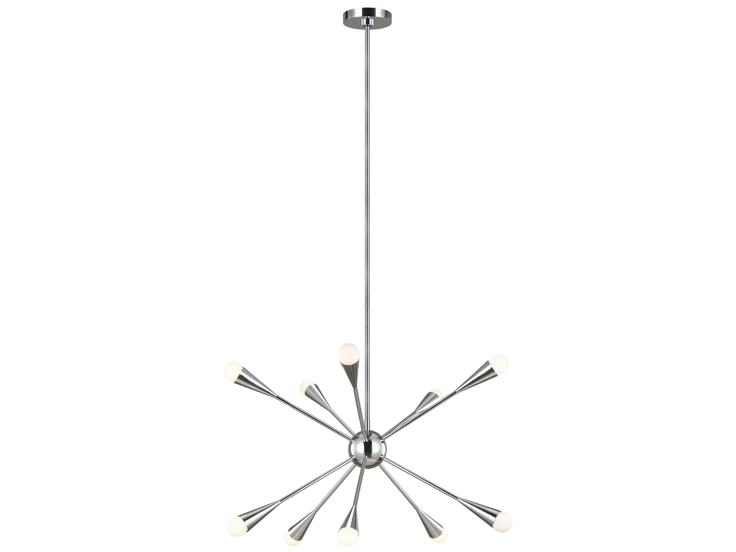 Visual Comfort Studio Jax 10-Light Polished Nickel Candelabra Sputnik Chandelier