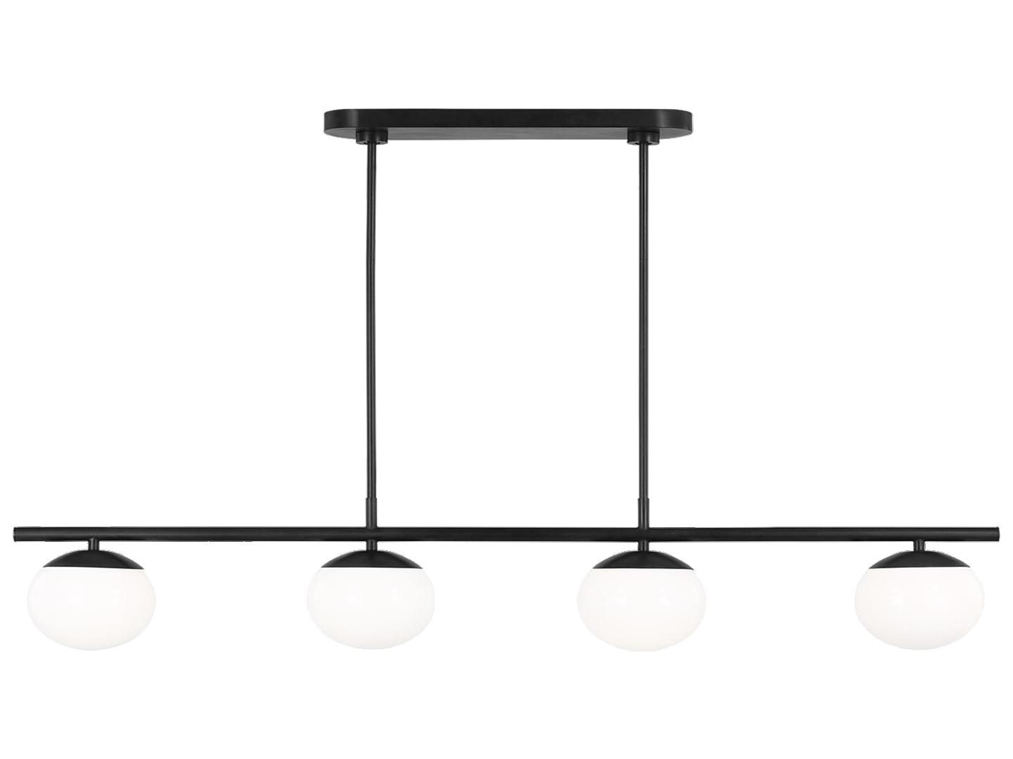 Visual Comfort Studio Lune 4-Light Aged Iron Black Globe Linear Island Pendant