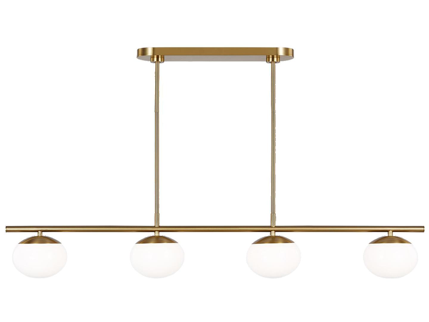 Visual Comfort Studio Lune 4-Light Burnished Brass Globe Linear Island Pendant