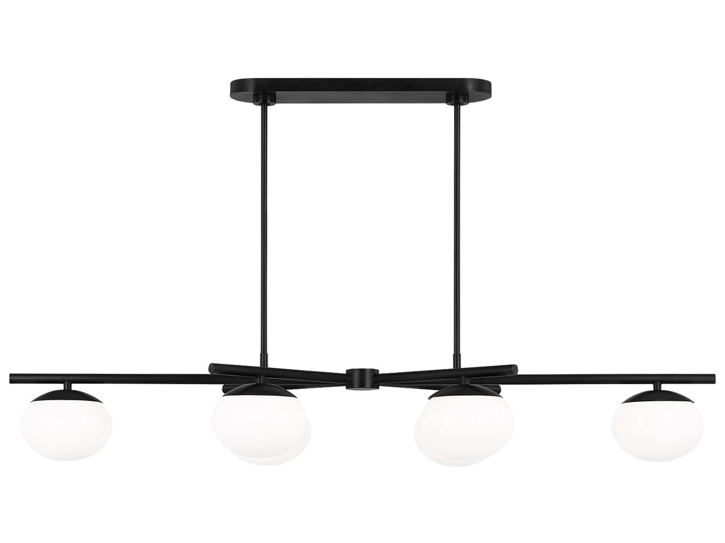 Visual Comfort Studio Lune 6-Light Aged Iron Black Globe Linear Island Pendant