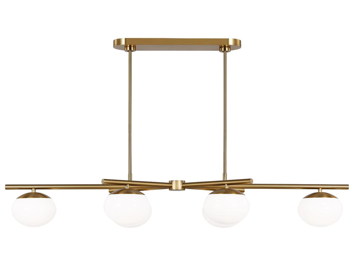 Visual Comfort Studio Lune 6-Light Burnished Brass Globe Linear Island Pendant