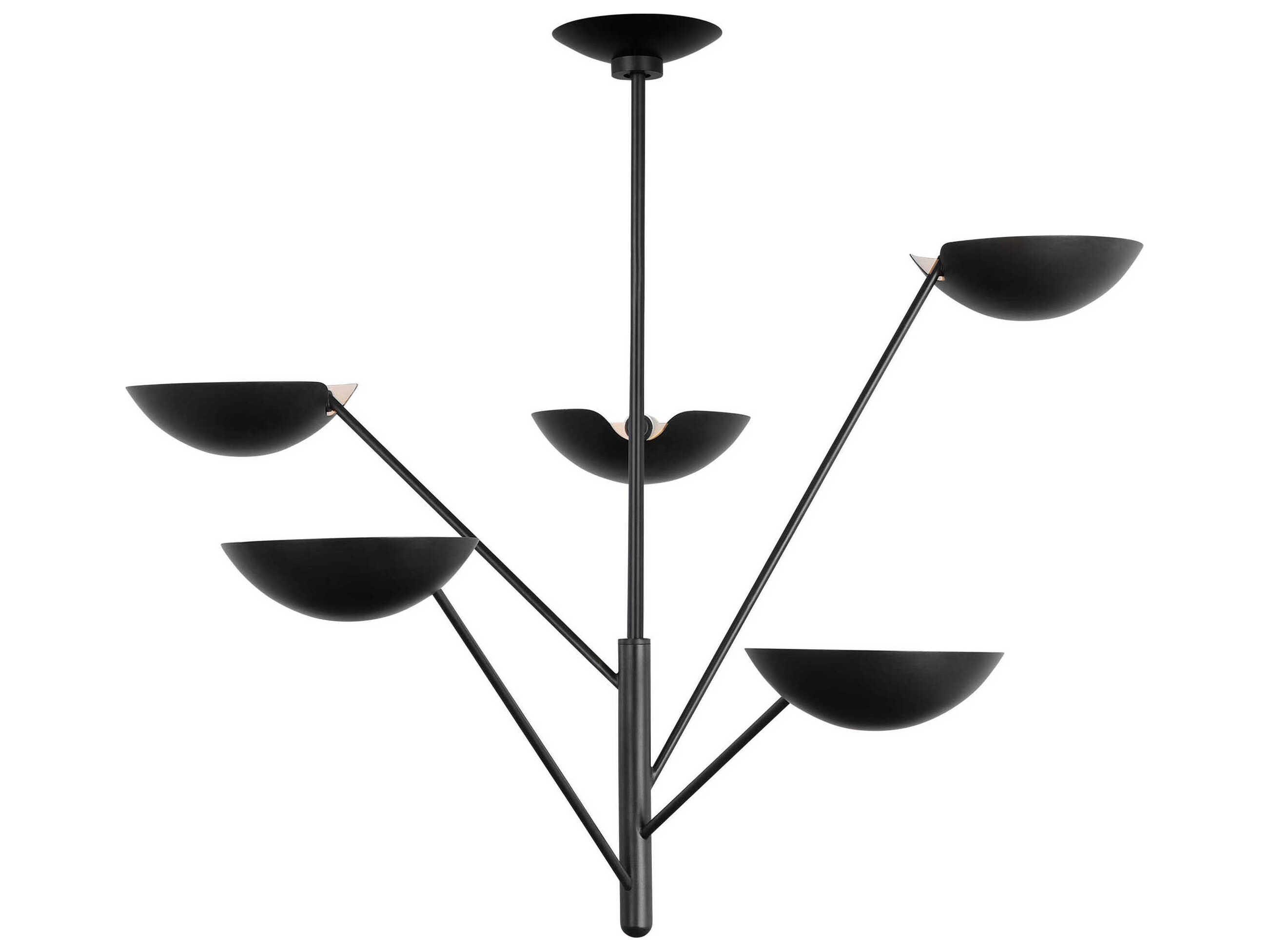 Visual Comfort Studio Nevel 5-Light Aged Iron Black Bowl Chandelier
