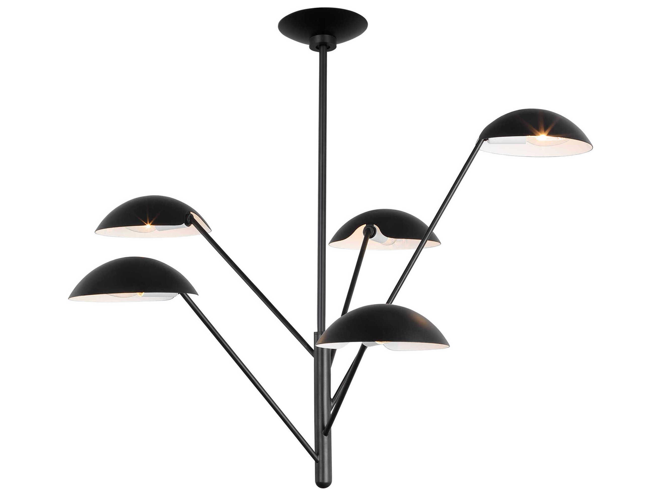 Visual Comfort Studio Nevel 5-Light Aged Iron Black Bowl Chandelier